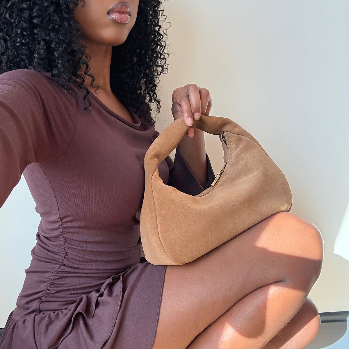 Frankie Brown Suede Handbag