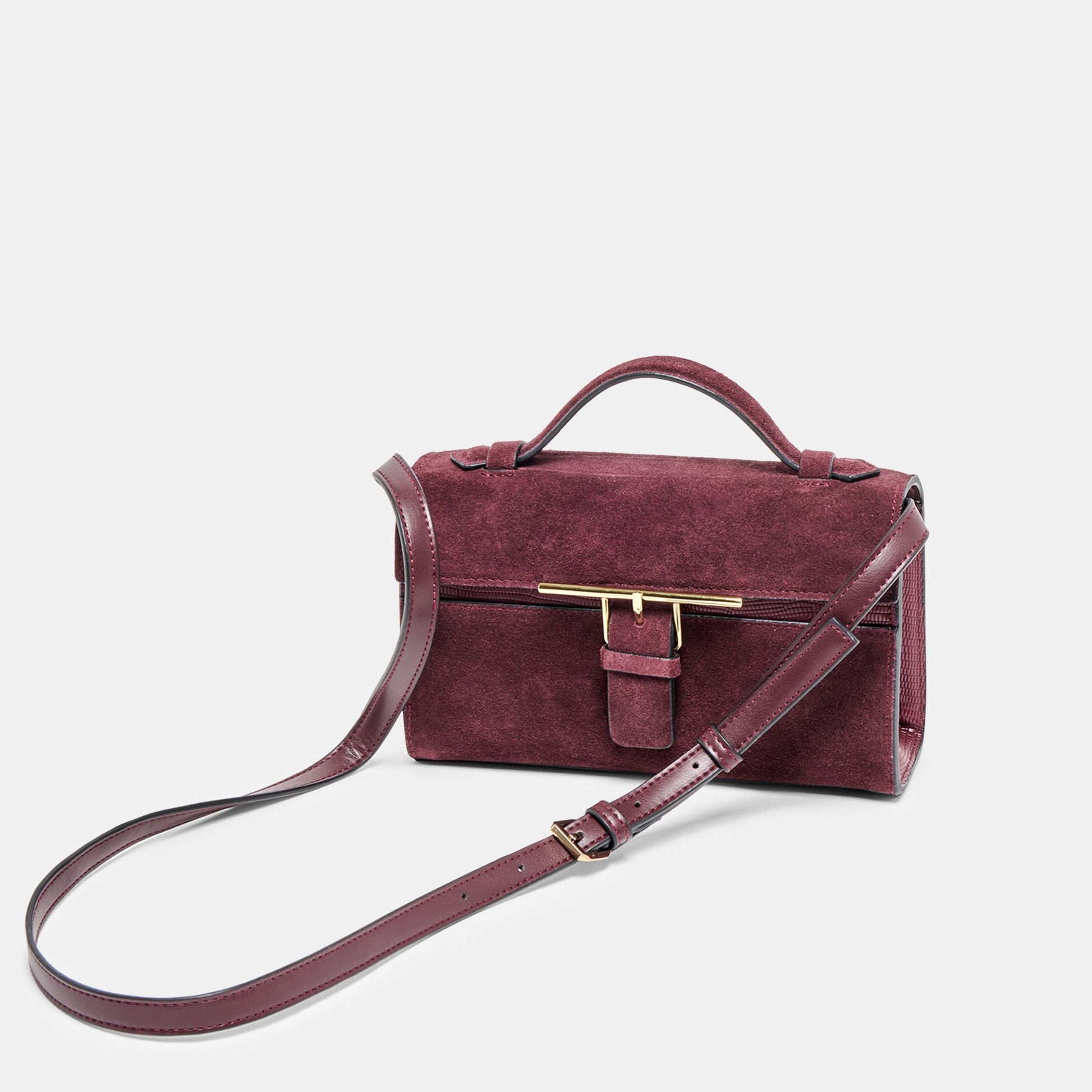 Zannone Burgundy Suede Crossbody