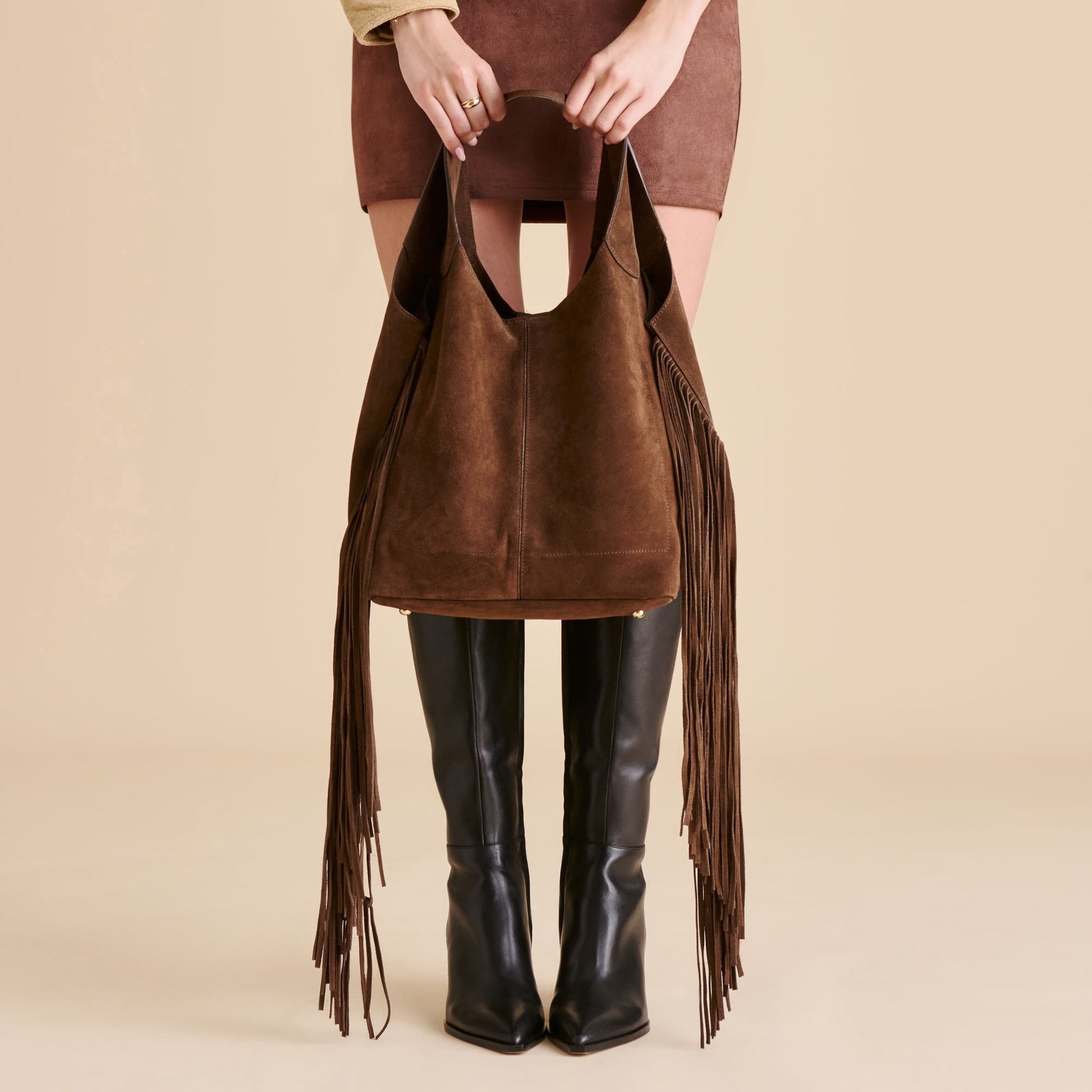 Nakoma Chocolate Suede Shoulder Bag