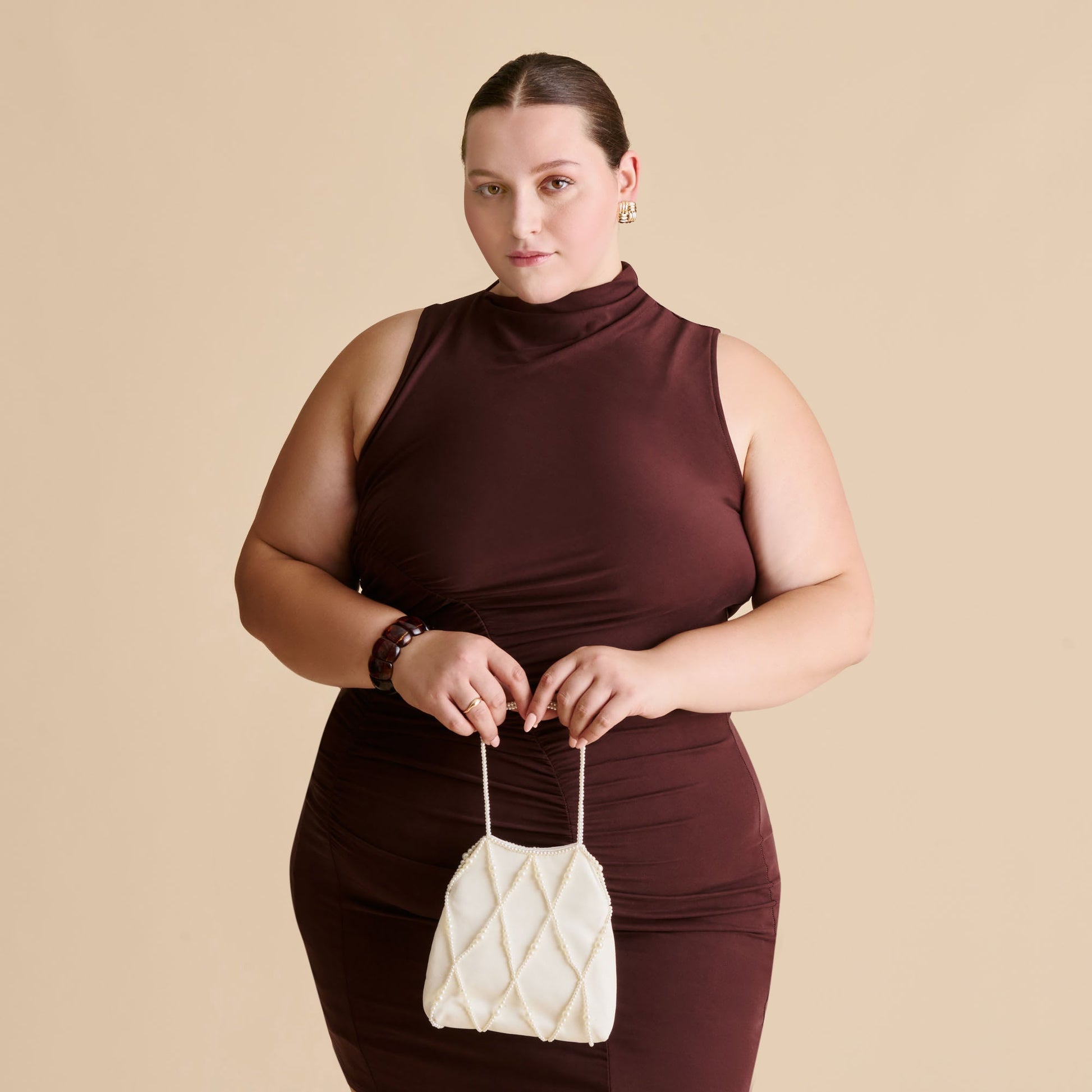 Serilda Ivory Satin Handbag