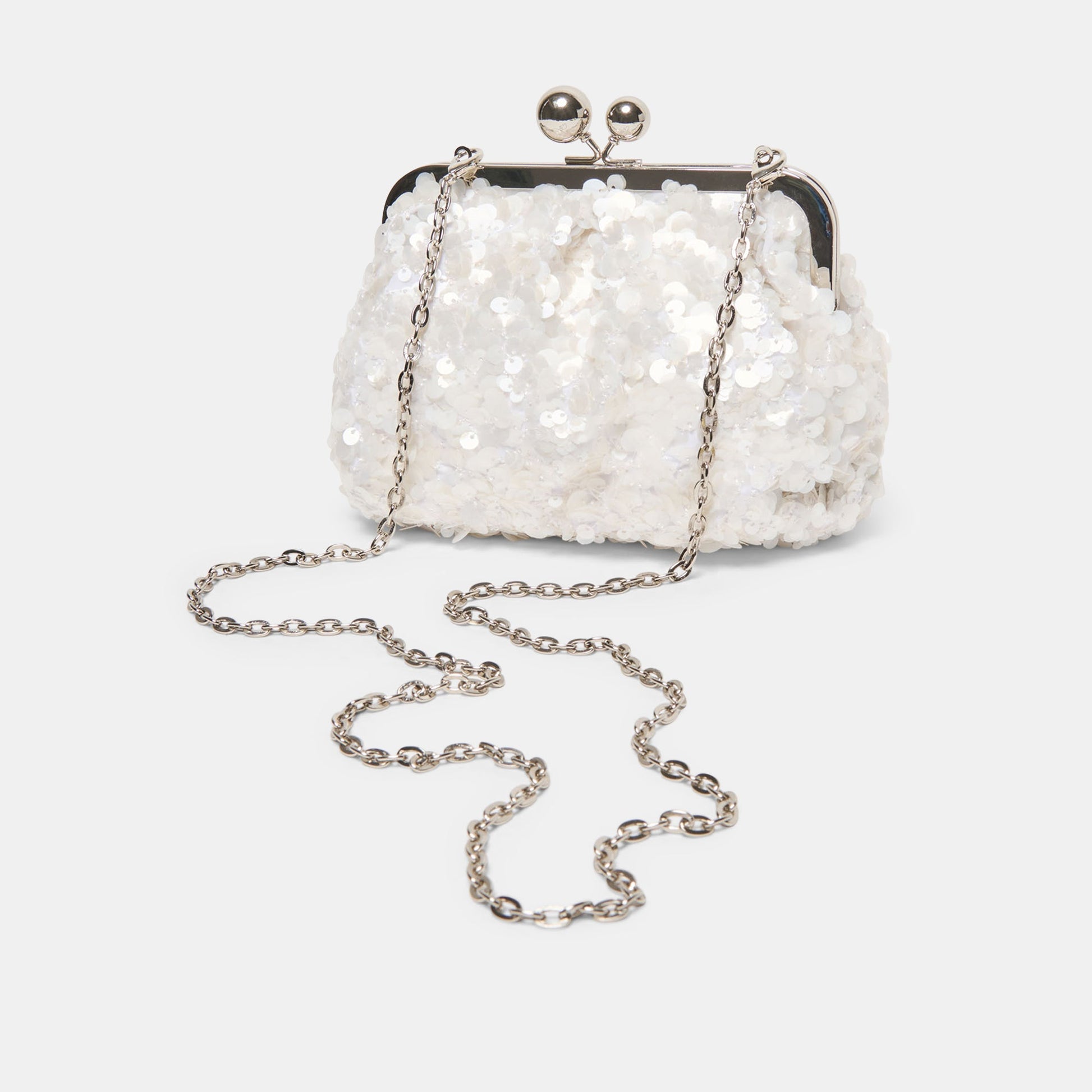 Kendall White Sequin Clutch