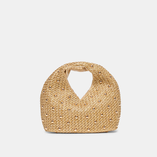 Dahlia Gold Raffia Handbag