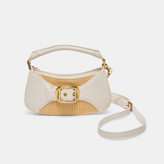 Nuala Raffia White Stella Handbag