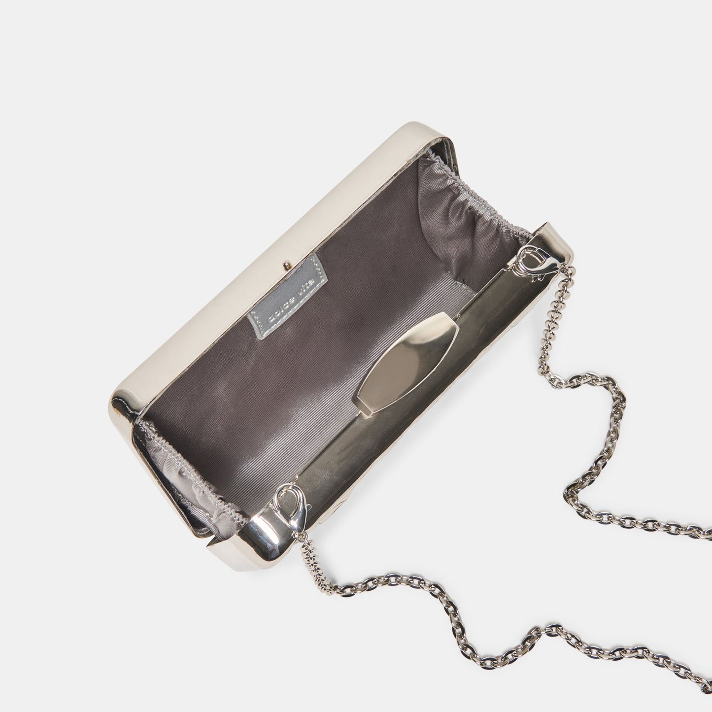 Delia Silver Metal Clutch