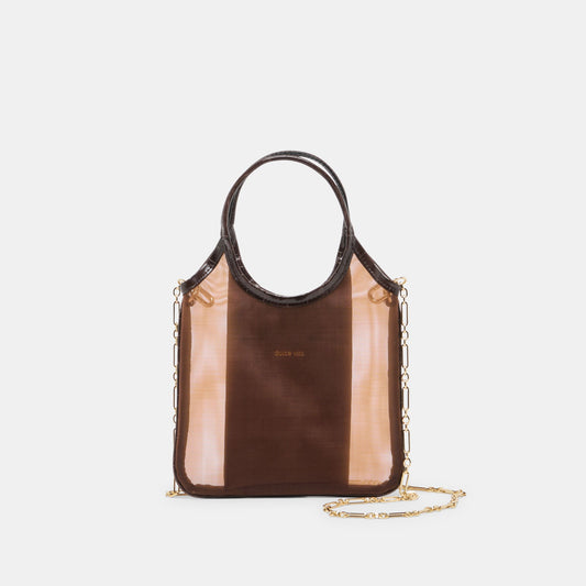 SYLVENE Chocolate Mesh Removable Crossbody Handbag