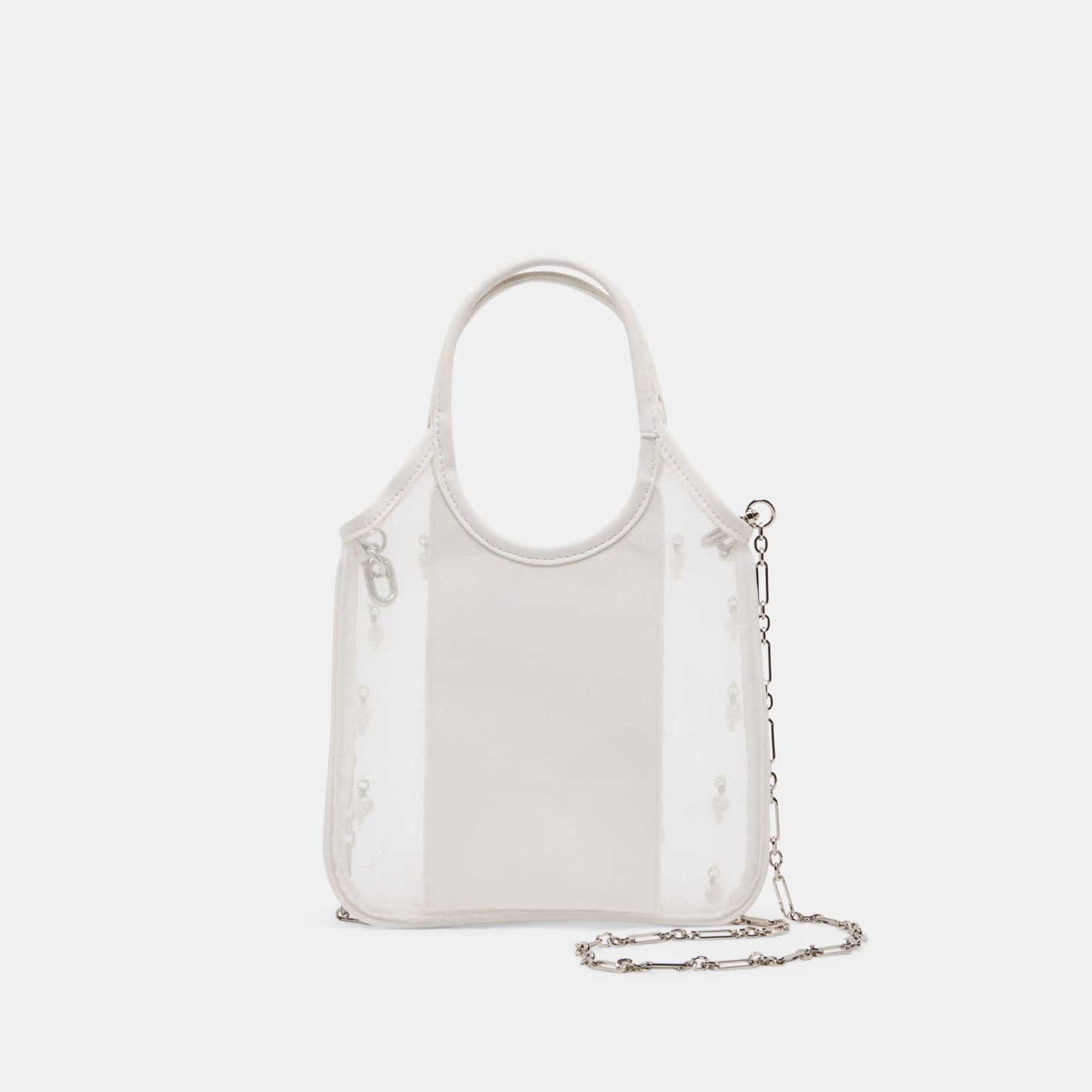 SYLVENE PEARL White Mesh Removable Crossbody Handbag