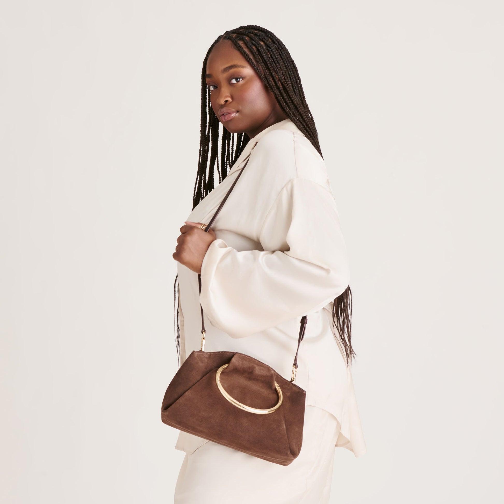 Channing Espresso Suede Handbag