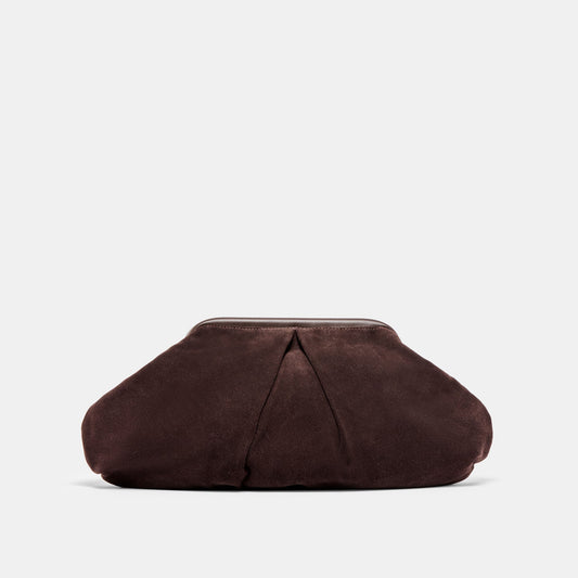 Sahara Espresso Suede Clutch