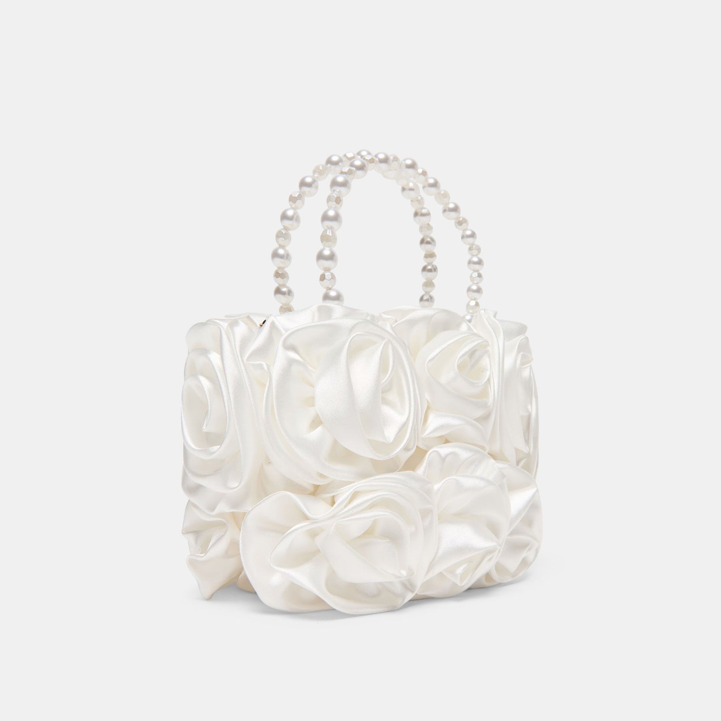 Aubrey White Satin Handbag