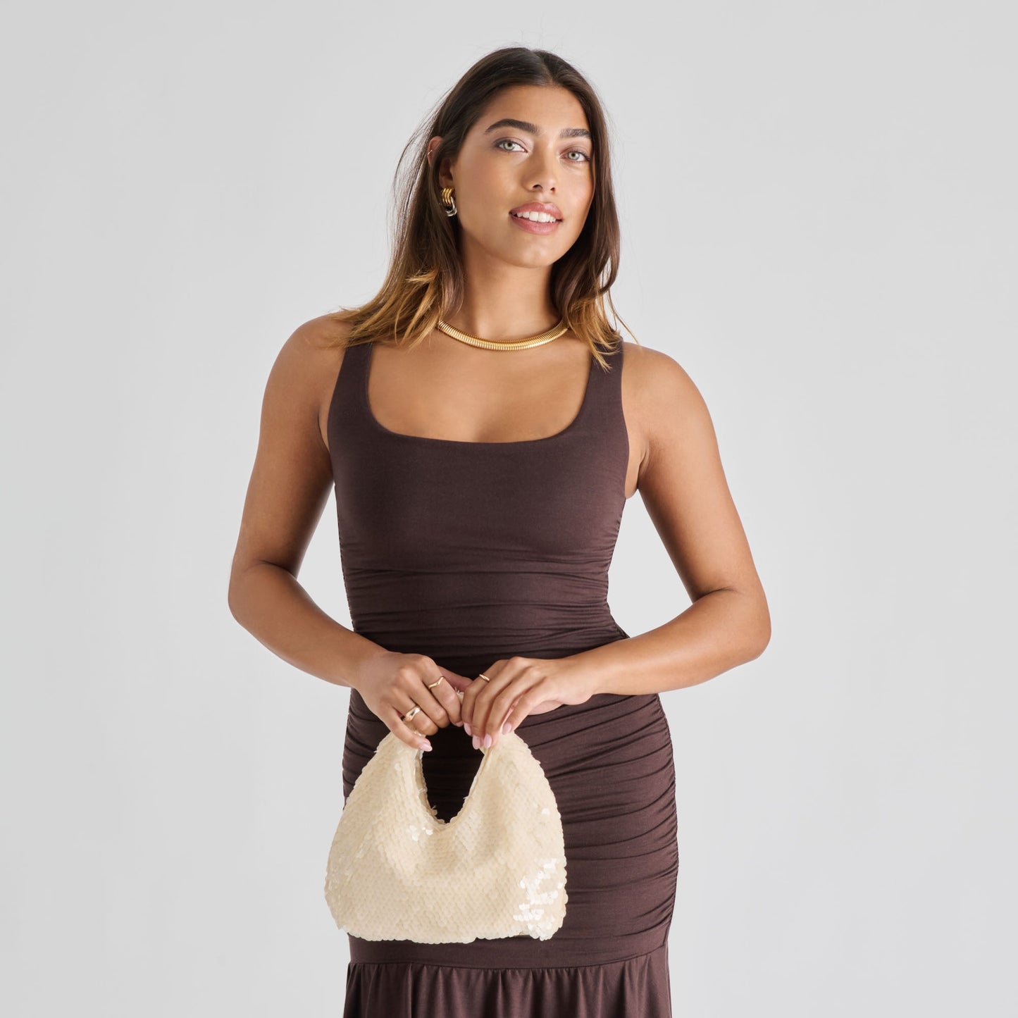 Dahlia Sequin Ivory Sequin Handbag