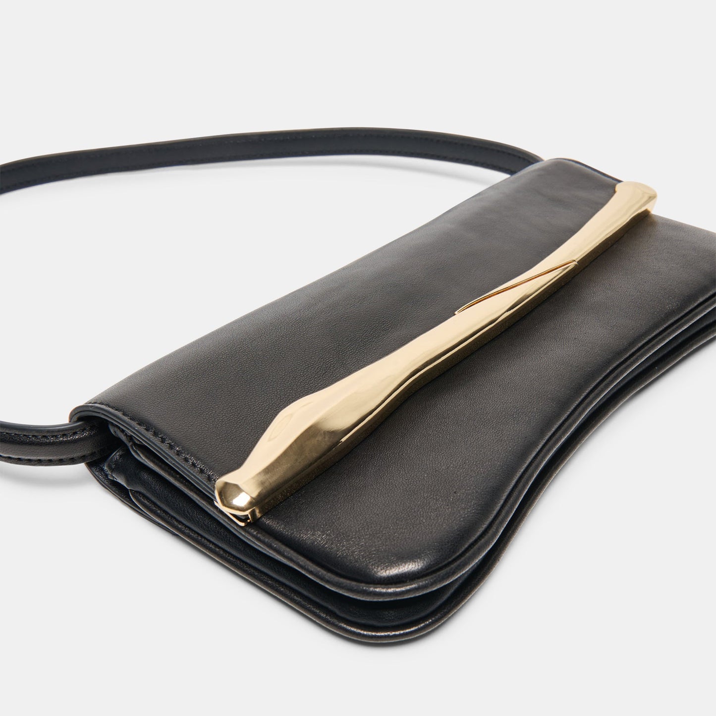 Azura Black Leather Shoulder Bag