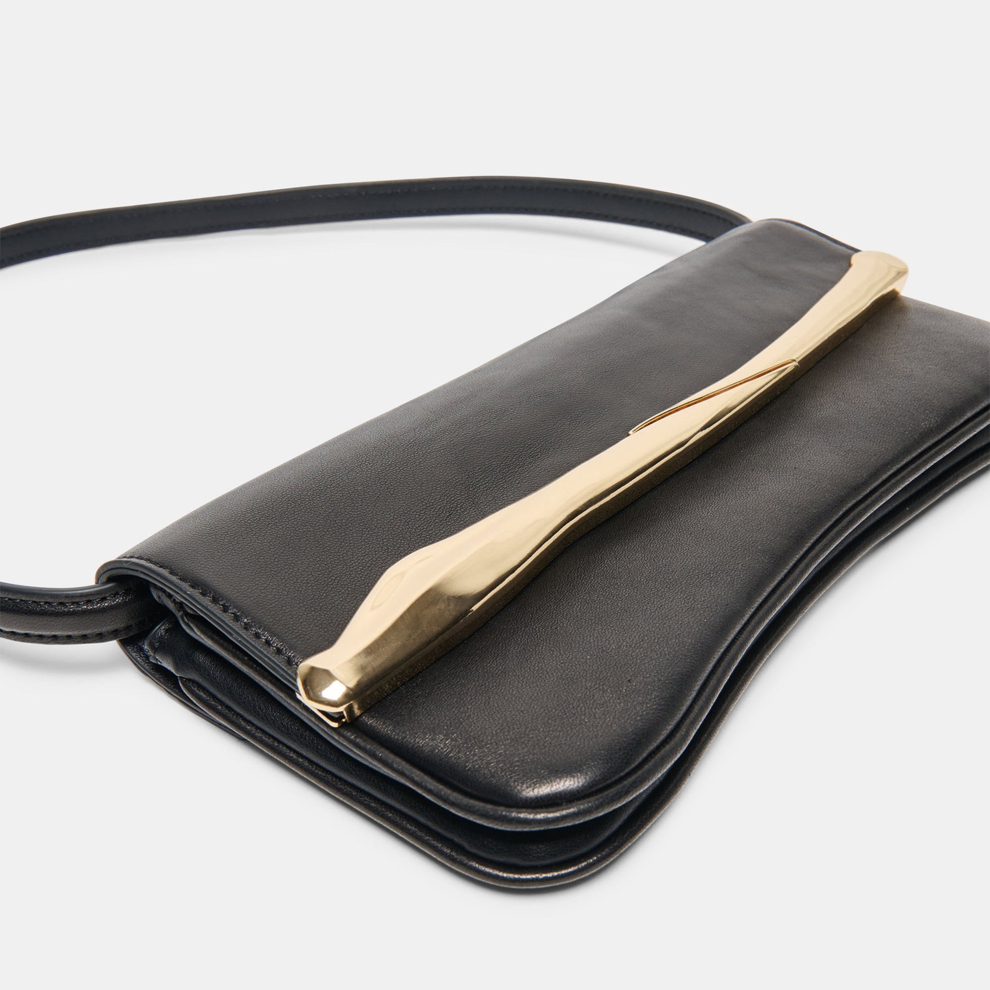Azura Black Leather Shoulder Bag