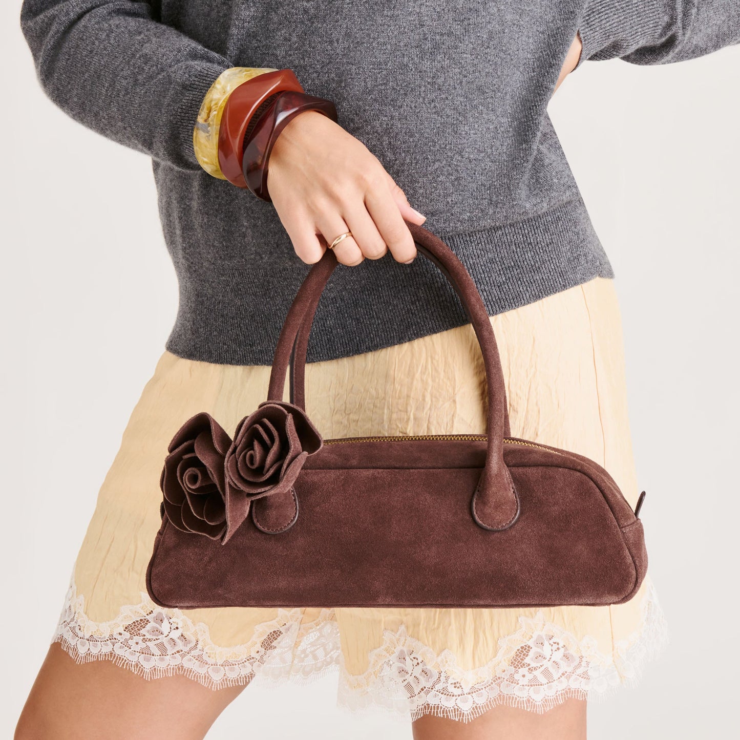 Boracay Chocolate Suede Shoulder Bag