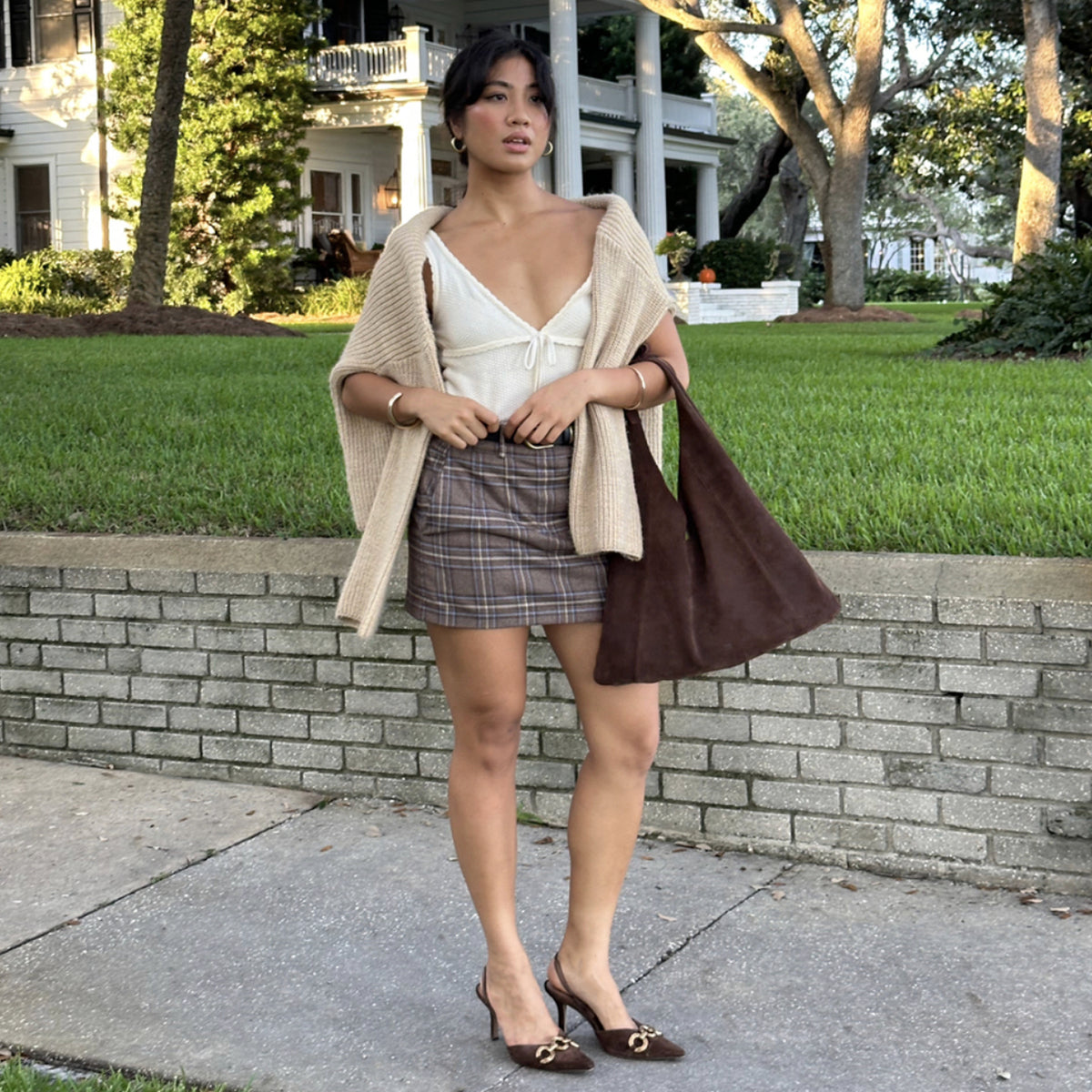 Marie Chocolate Suede Tote
