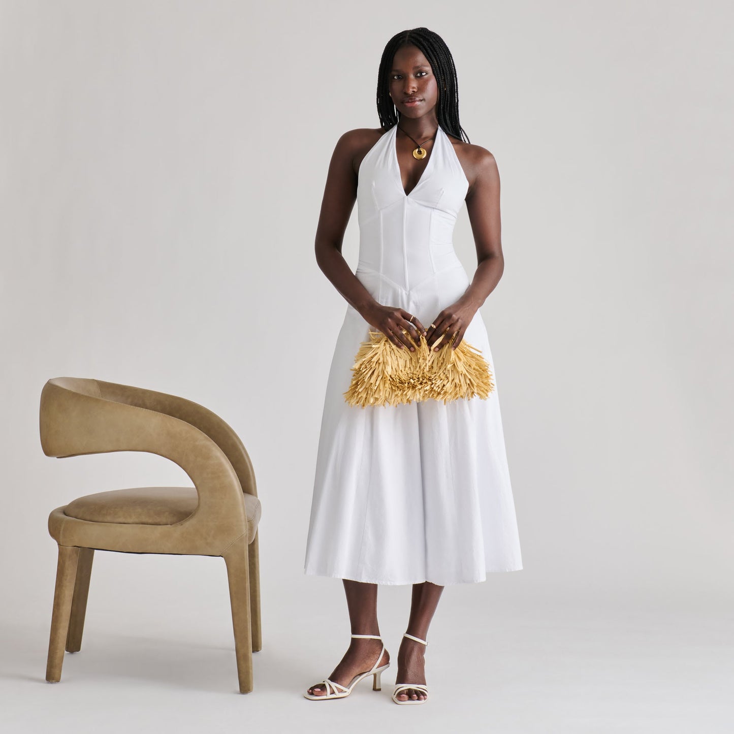 Serina Natural Raffia Clutch