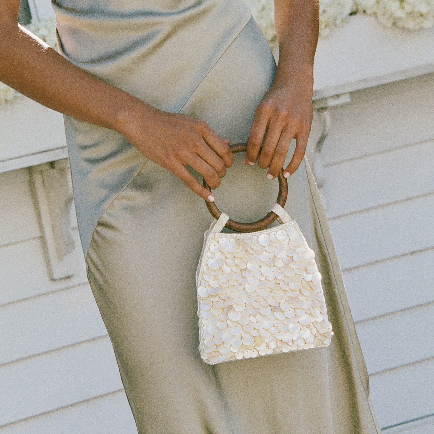 Allegra Natural Sequin Handbag