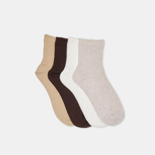 4-Pack Ribbed Oatmeal Multi Anklet Socks