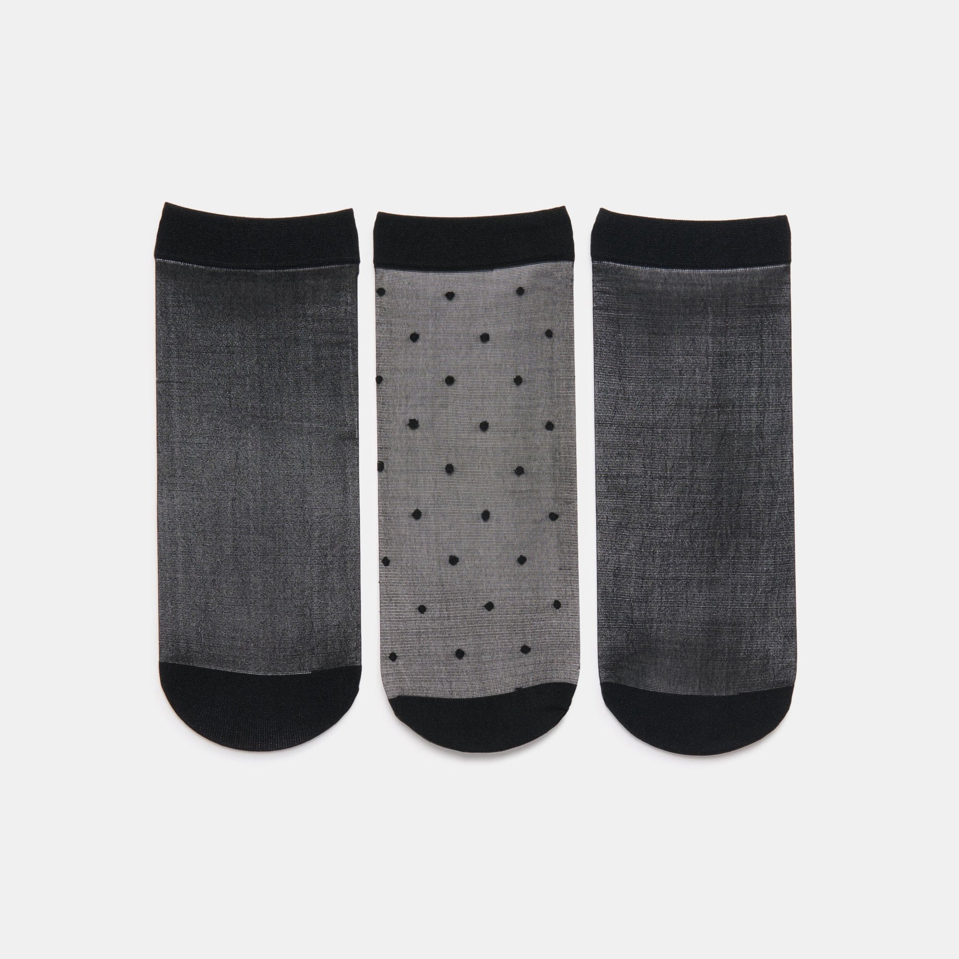 3-Pack Ditsy Dot Black Sheer Anklet Socks