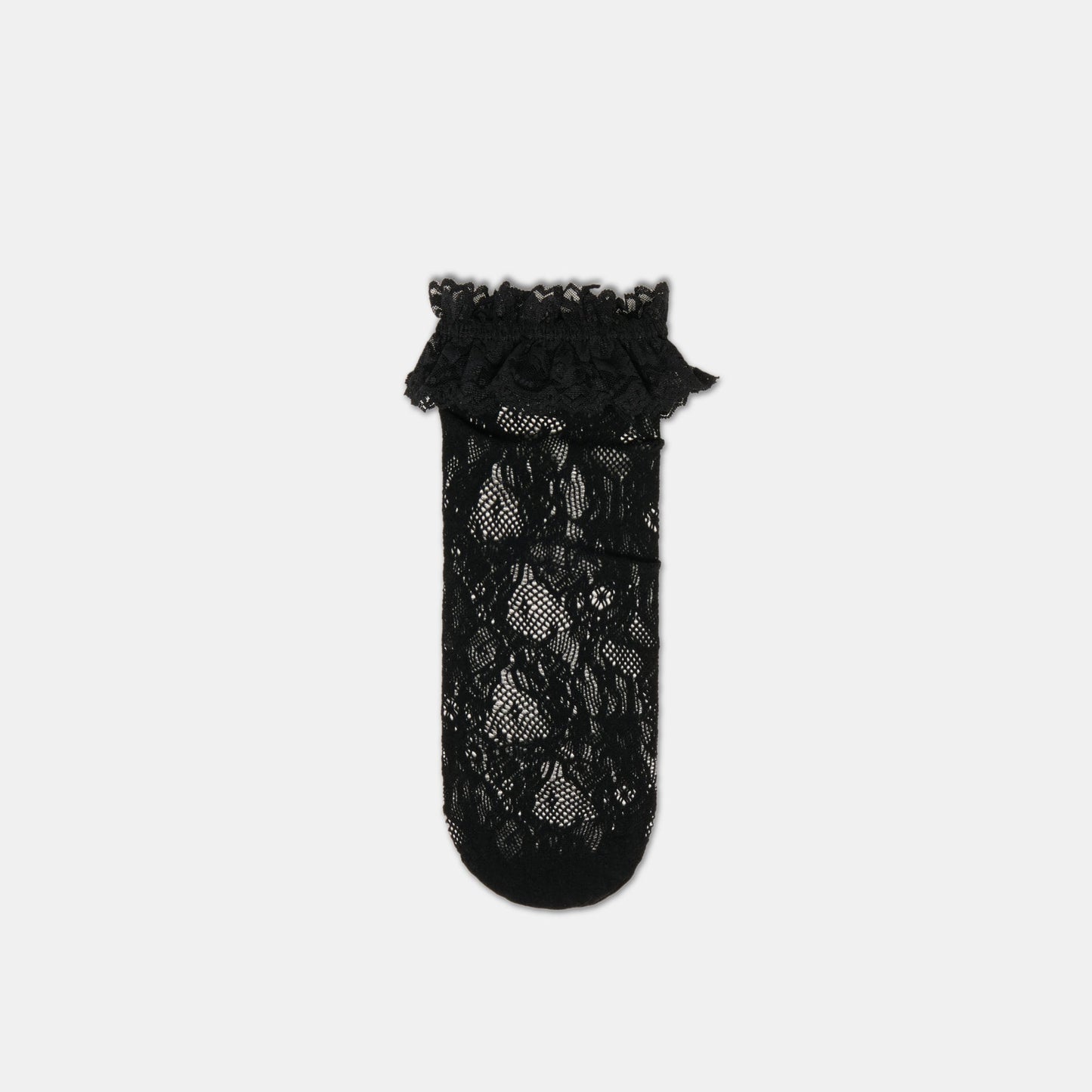 Lace Ruffle Black Crew Socks