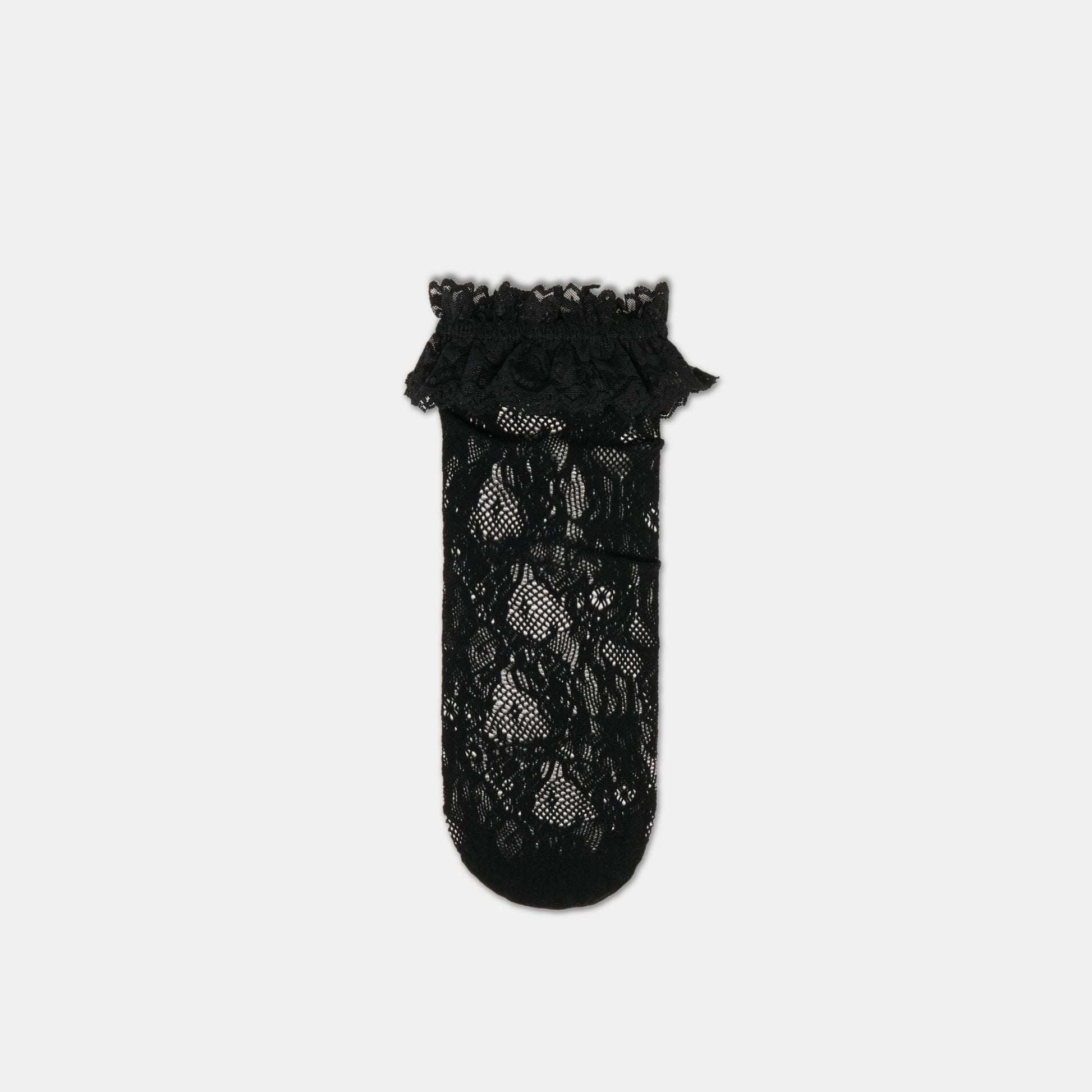 Lace Ruffle Black Crew Socks
