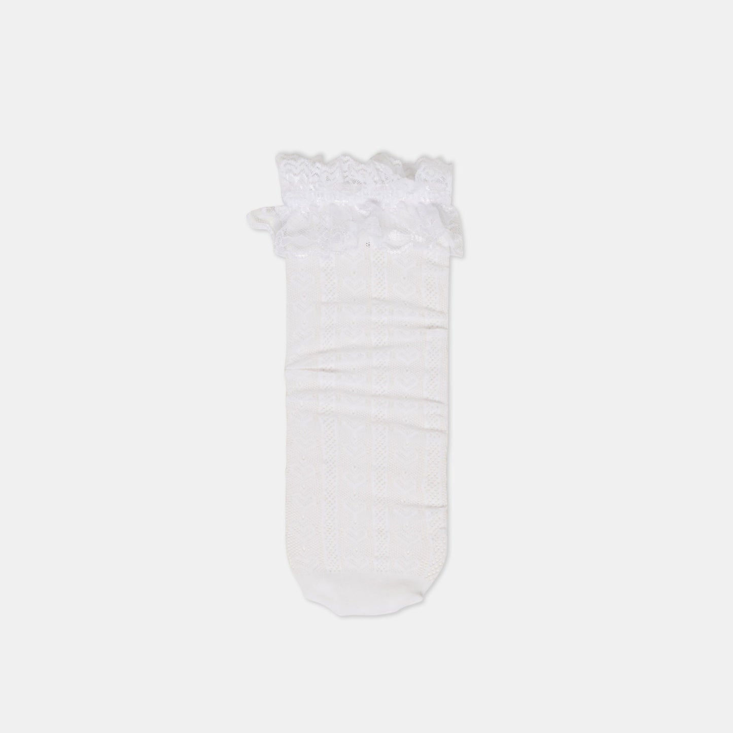 Lace Ruffle White Crew Socks
