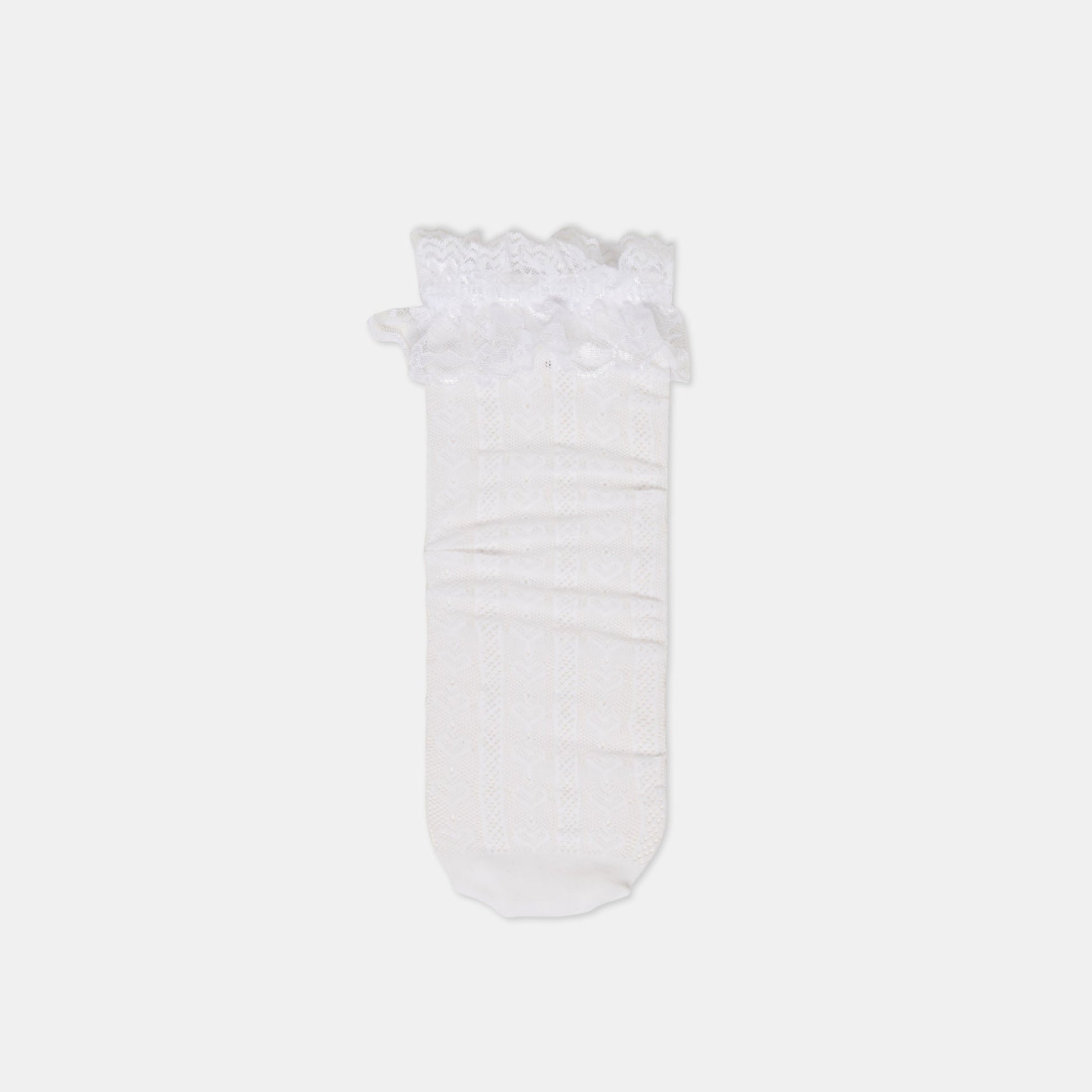 Lace Ruffle White Crew Socks