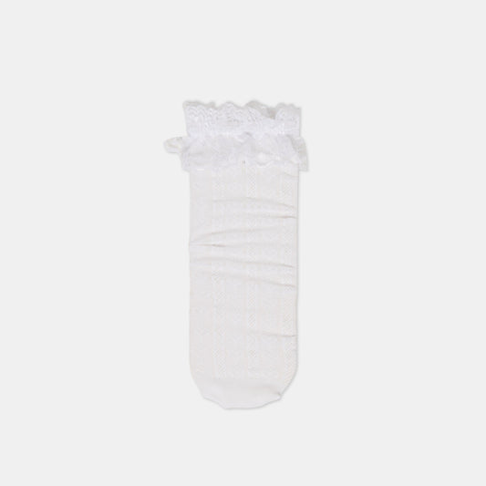 Lace Ruffle White Crew Socks