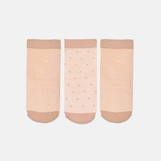 3-Pack Ditsy Dot Blush Sheer Anklet Socks