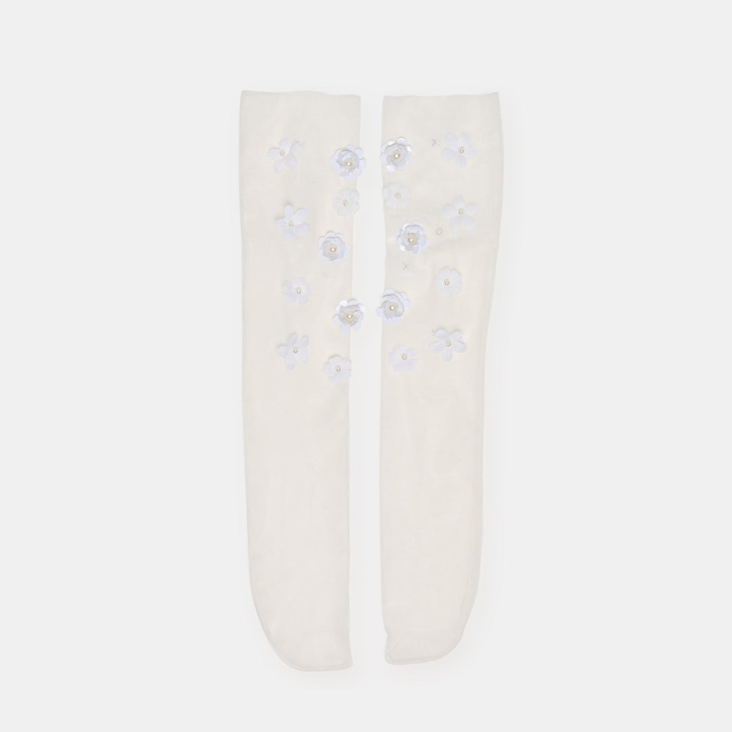 Floral Chiffon White Slouch Socks