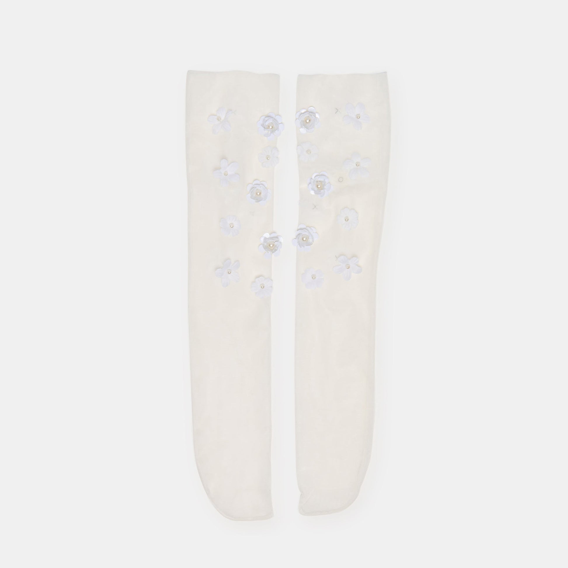 Floral Chiffon White Slouch Socks
