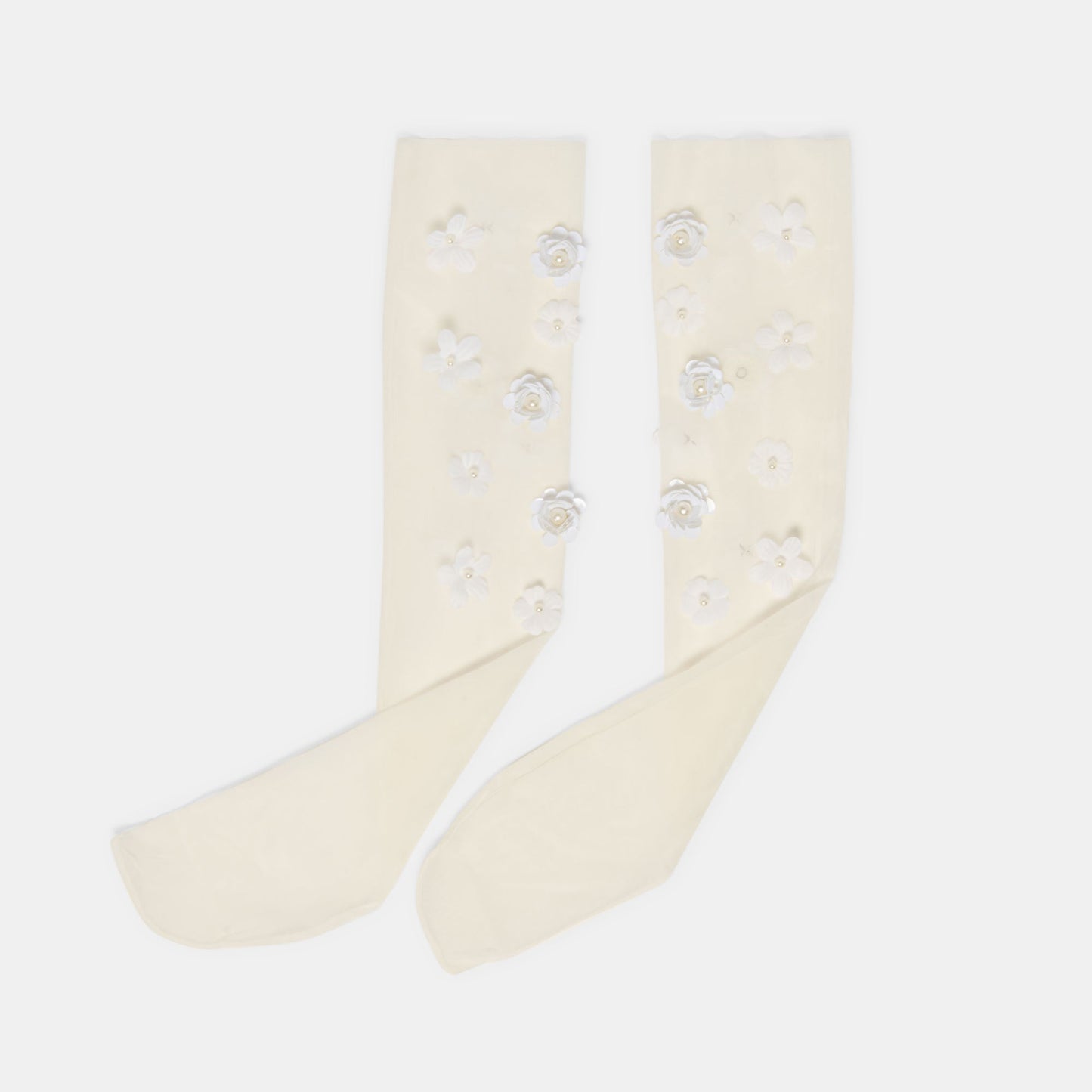 Floral Chiffon White Slouch Socks