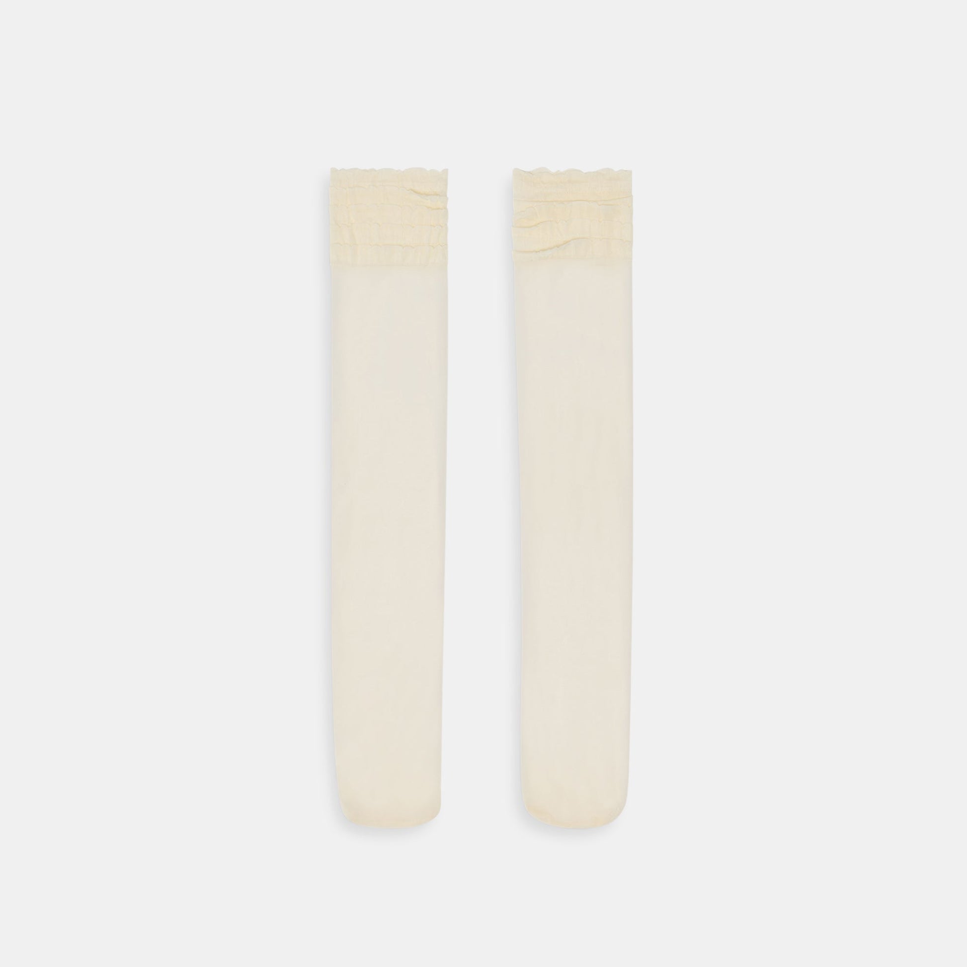 Ruffle Ivory Sheer Knee High Socks