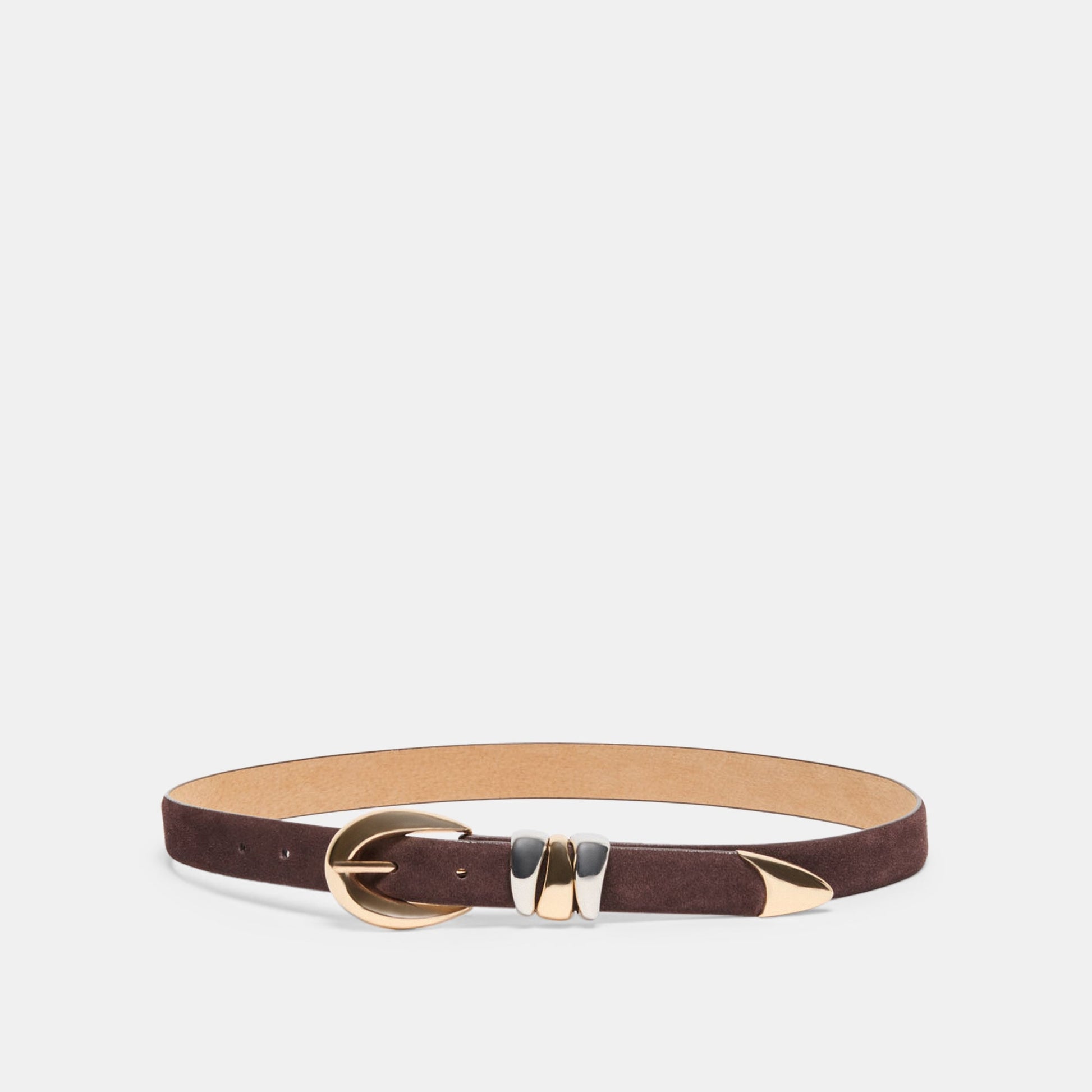 Mixed Metal Mahogany Buckle Belt