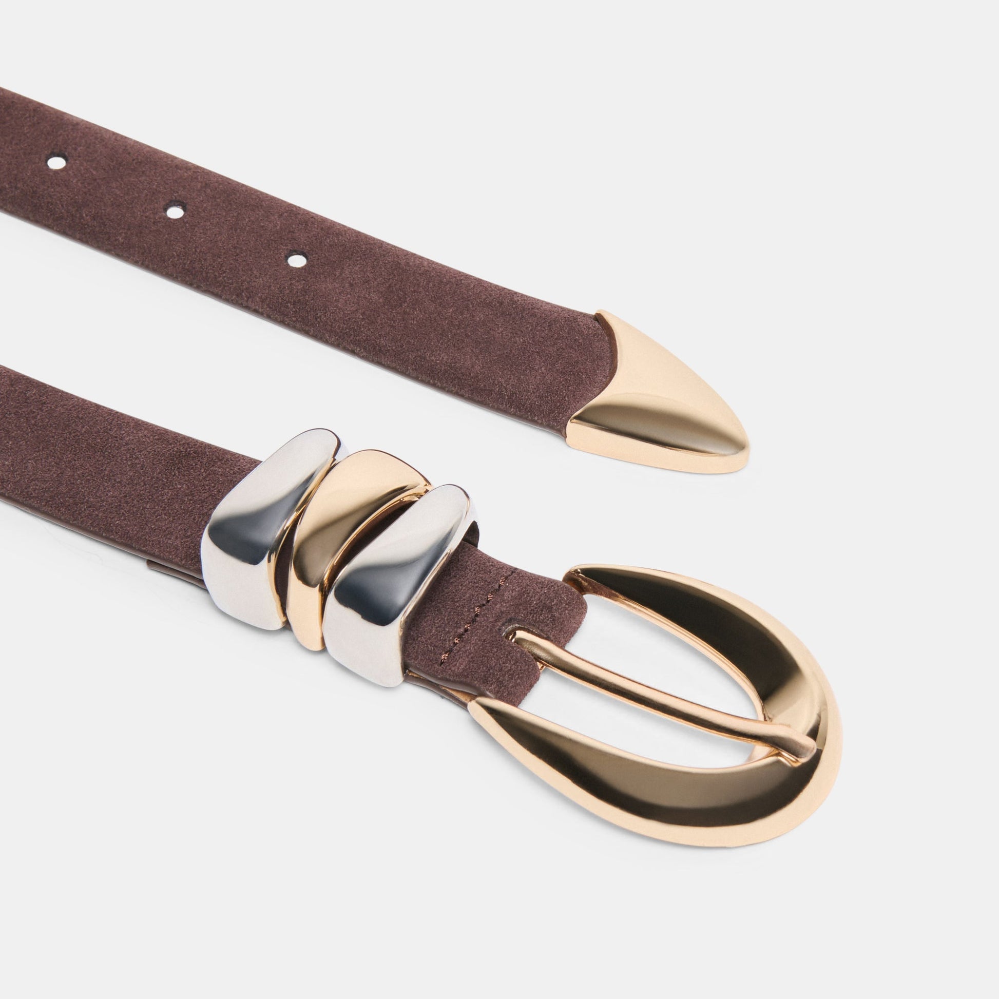Mixed Metal Mahogany Buckle Belt