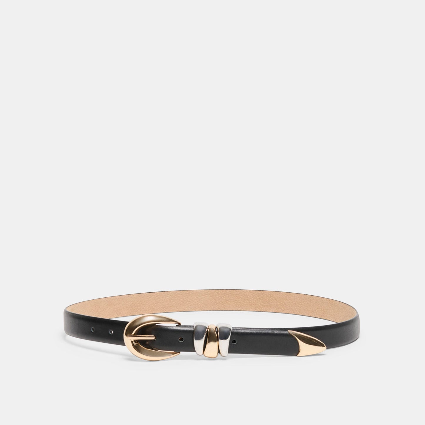 Mixed Metal Black Buckle Belt