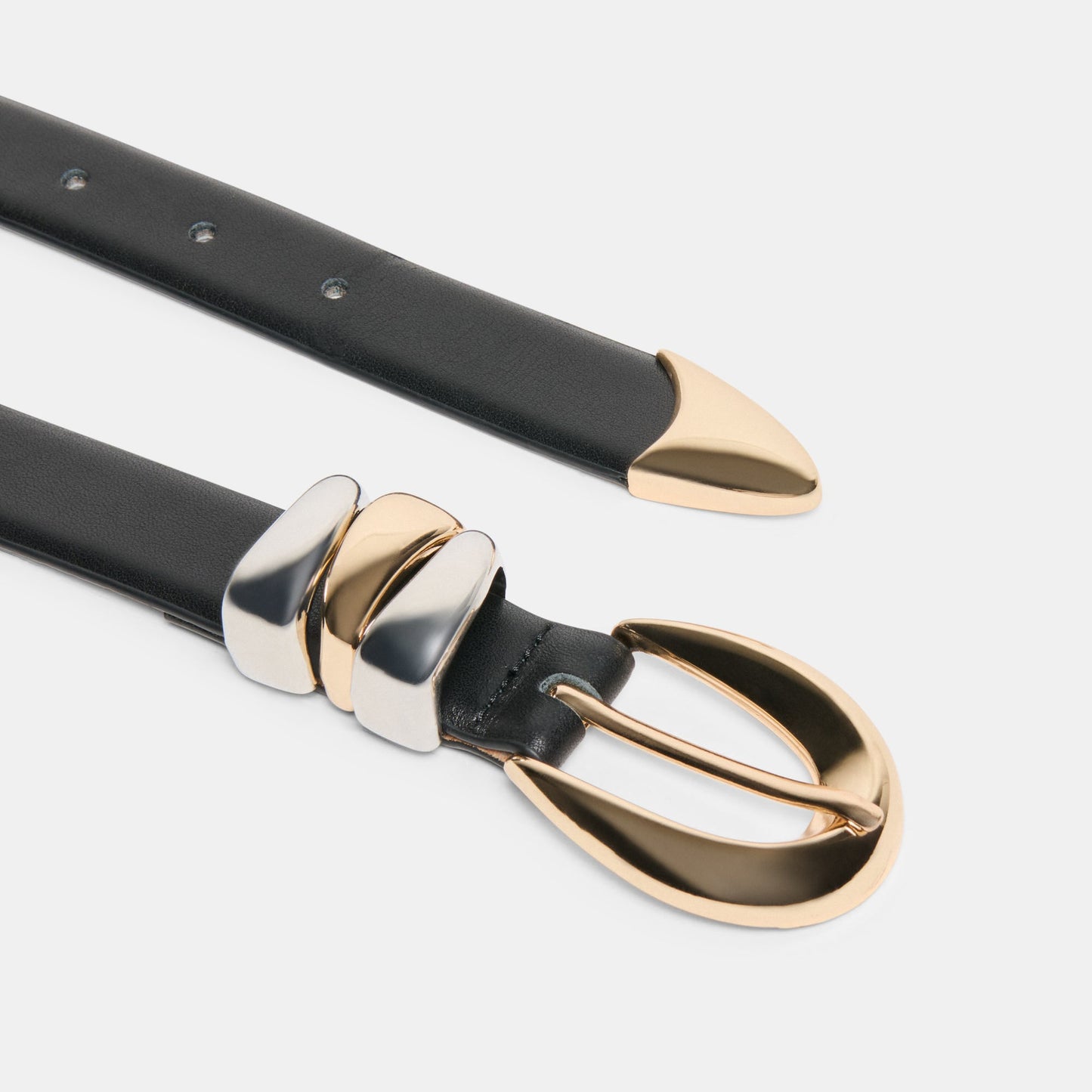 Mixed Metal Black Buckle Belt