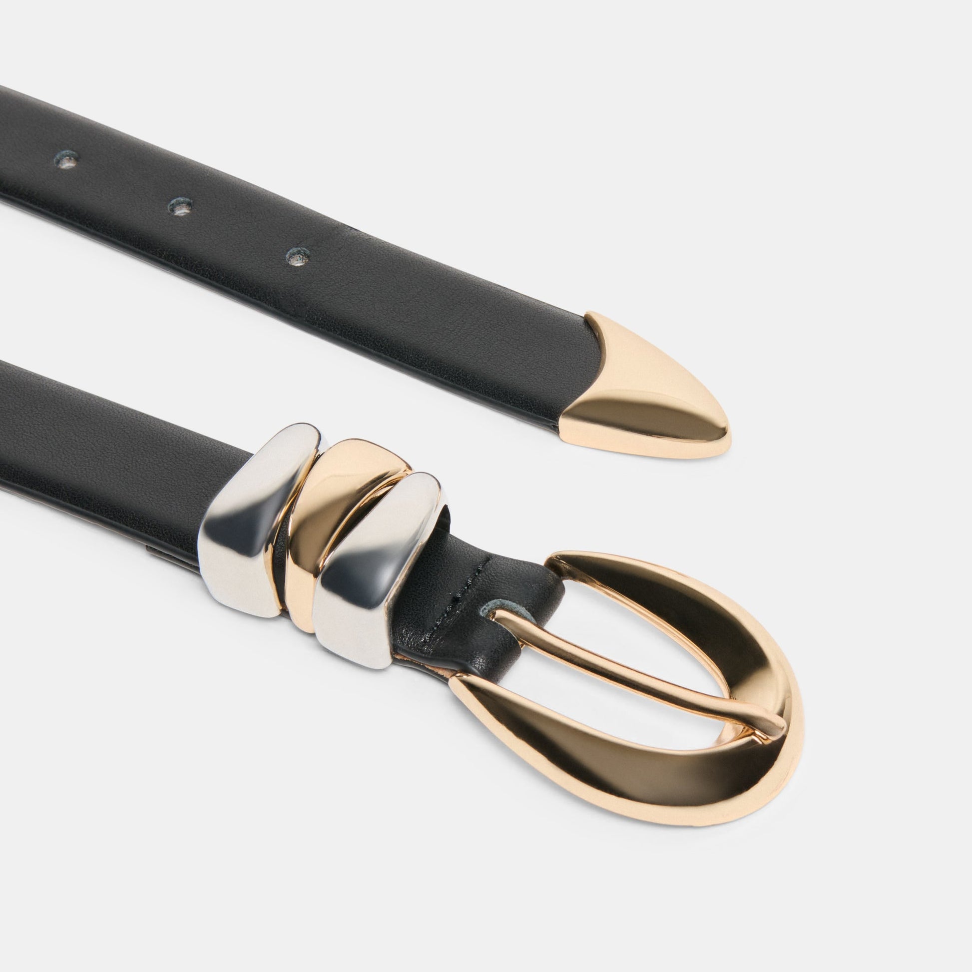 Mixed Metal Black Buckle Belt