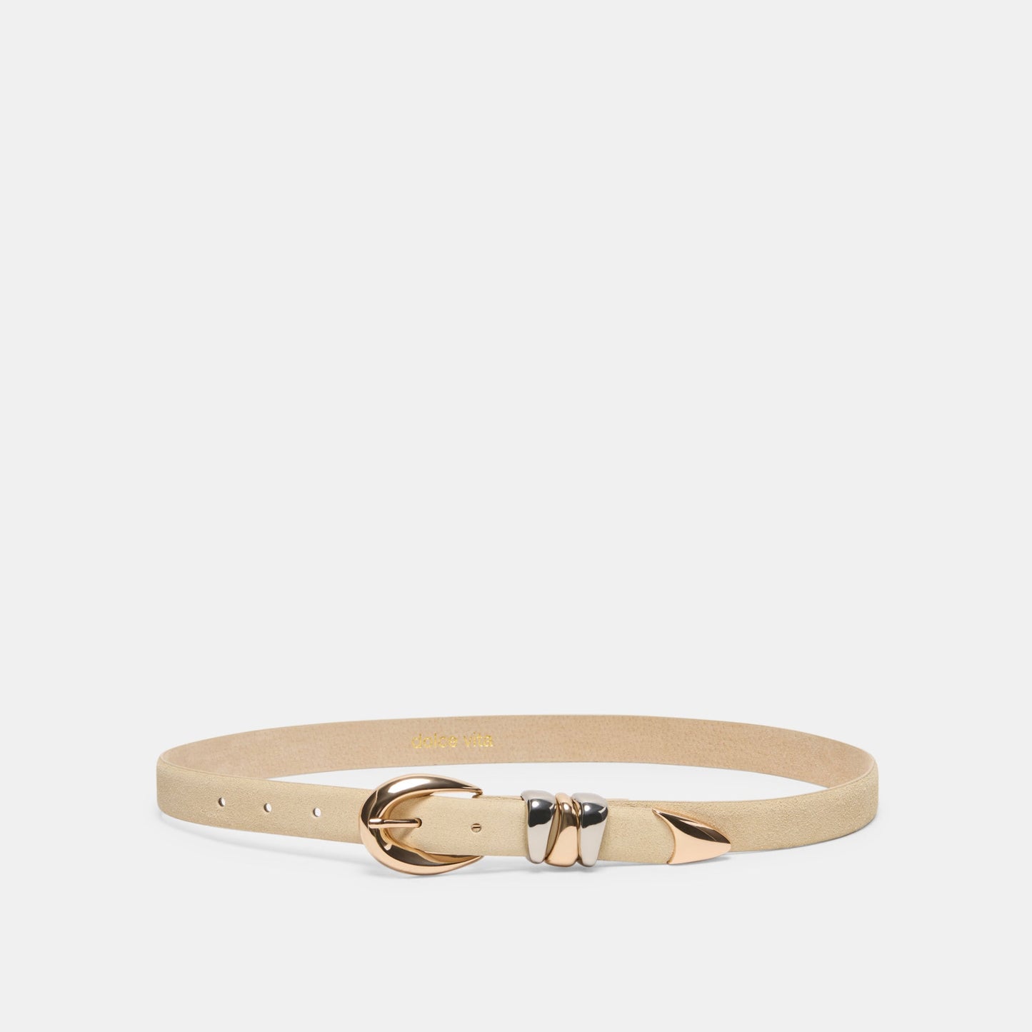 Mixed Metal Sand Suede Buckle Belt