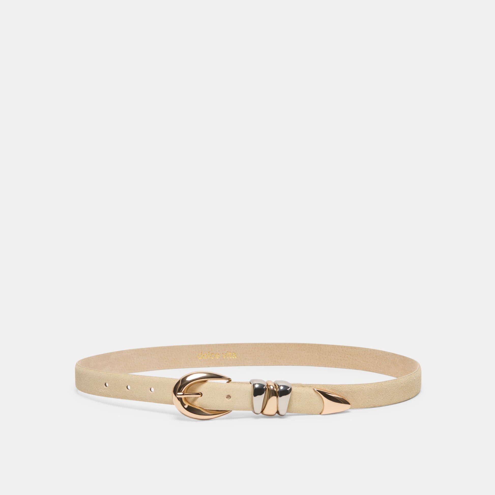 Mixed Metal Sand Suede Buckle Belt