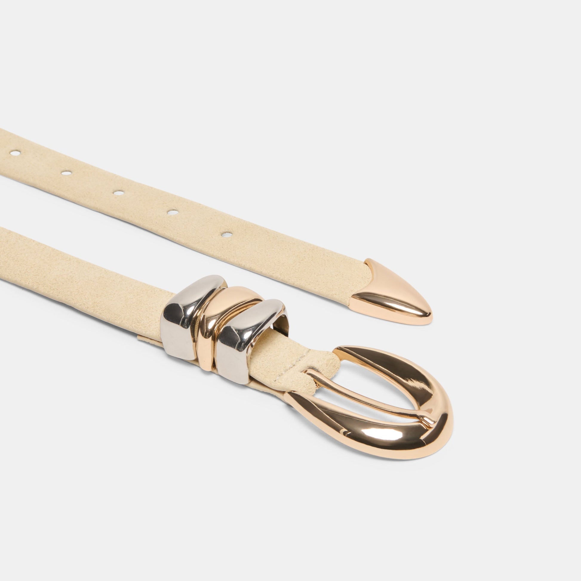 Mixed Metal Sand Suede Buckle Belt