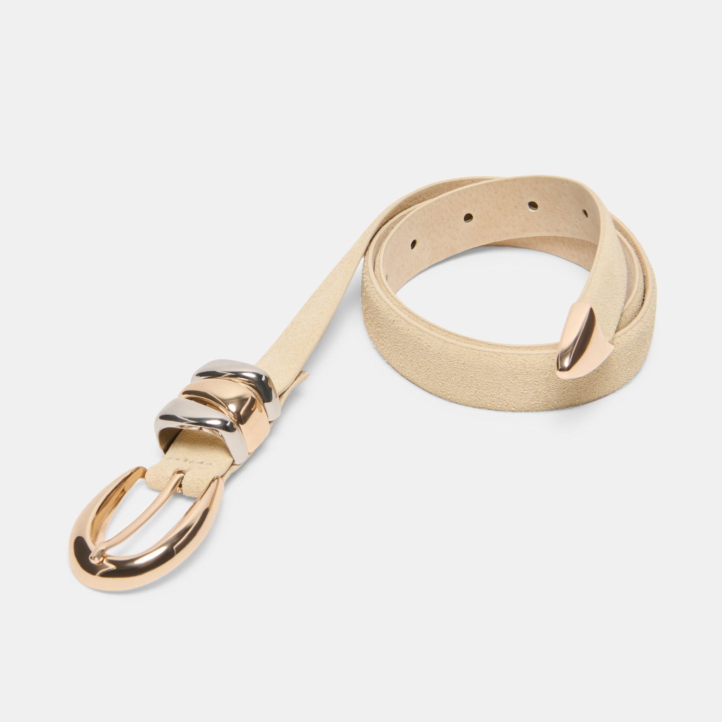 Mixed Metal Sand Suede Buckle Belt
