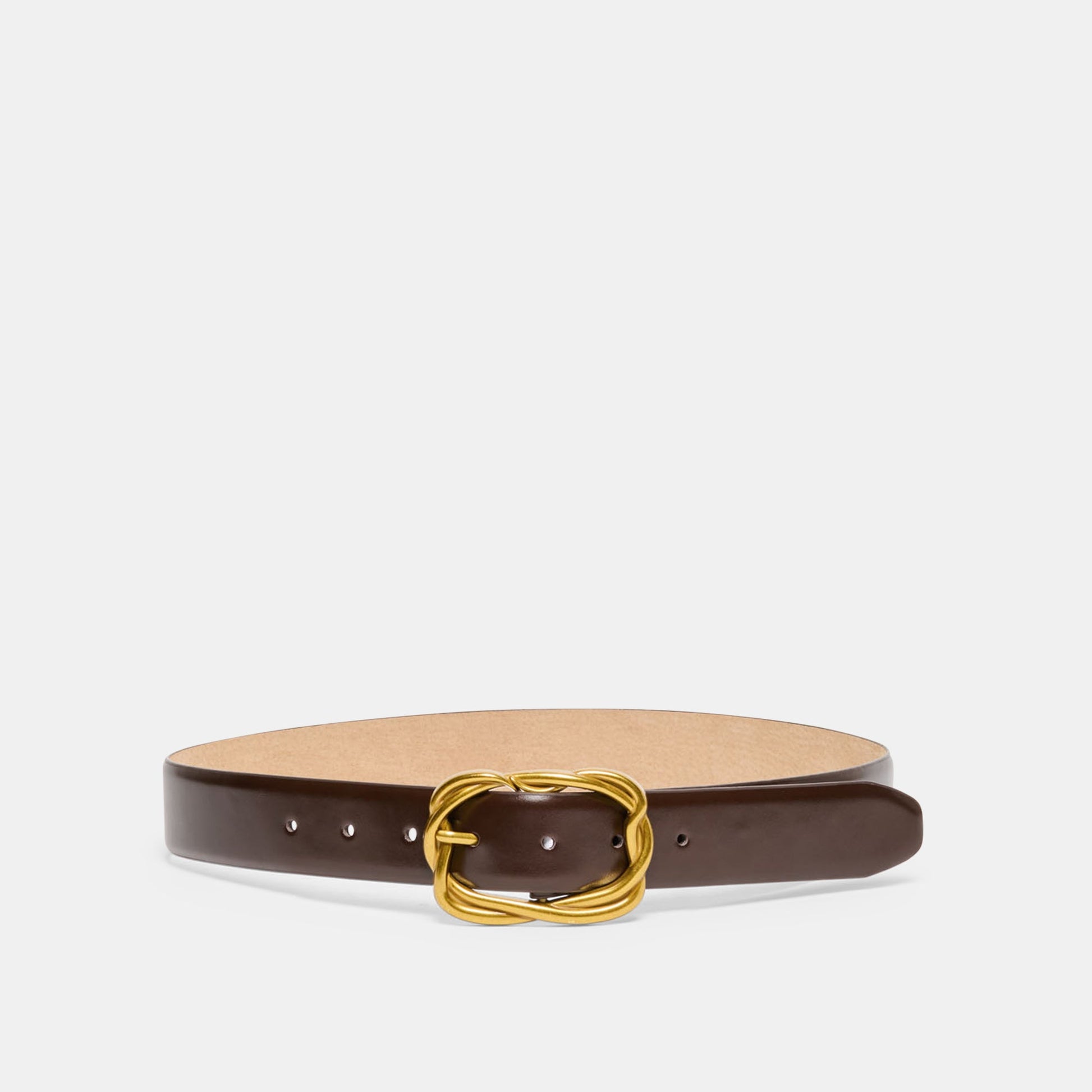 Braided Mahogany Gold Buckle Belt