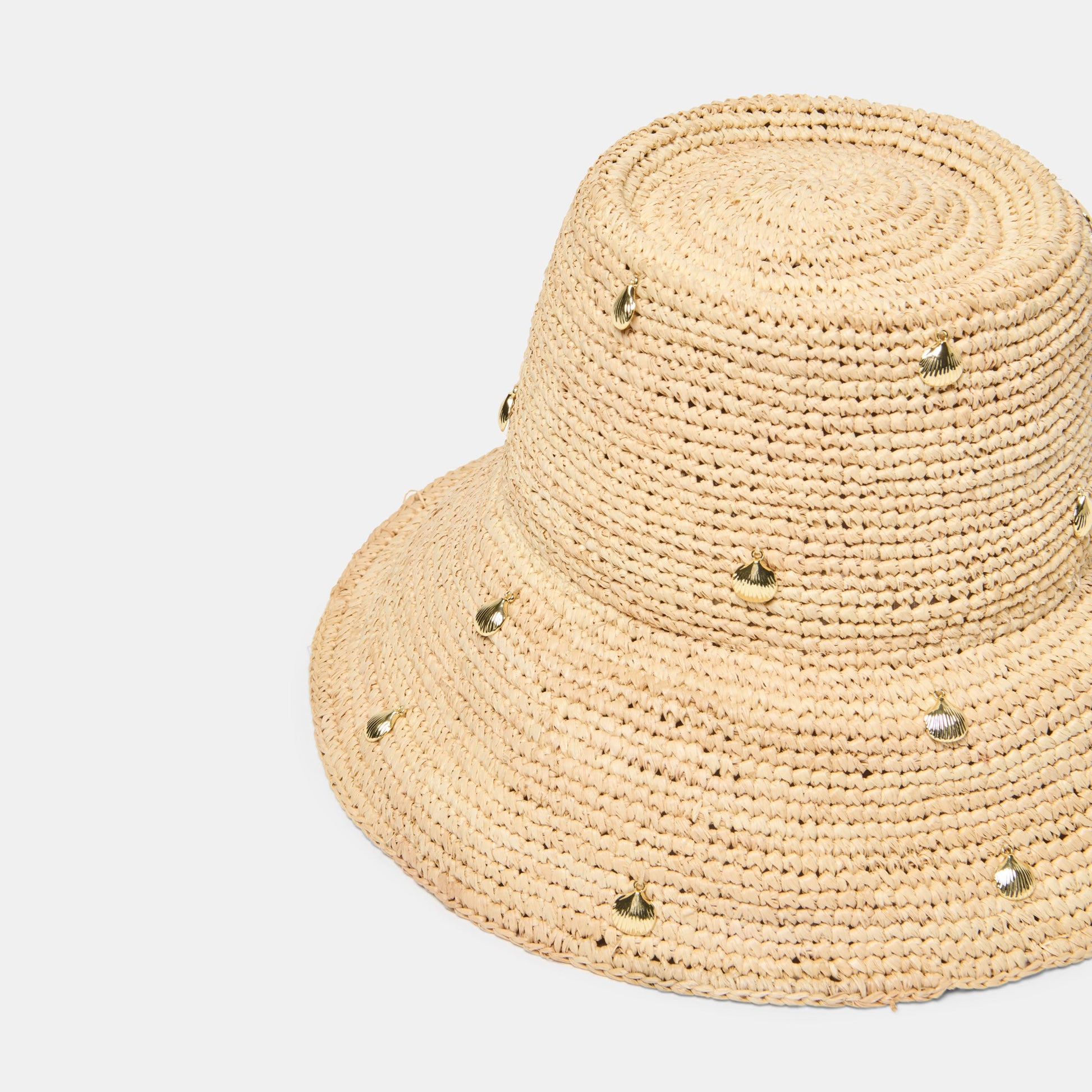 Straw Natural Cloche with Charms