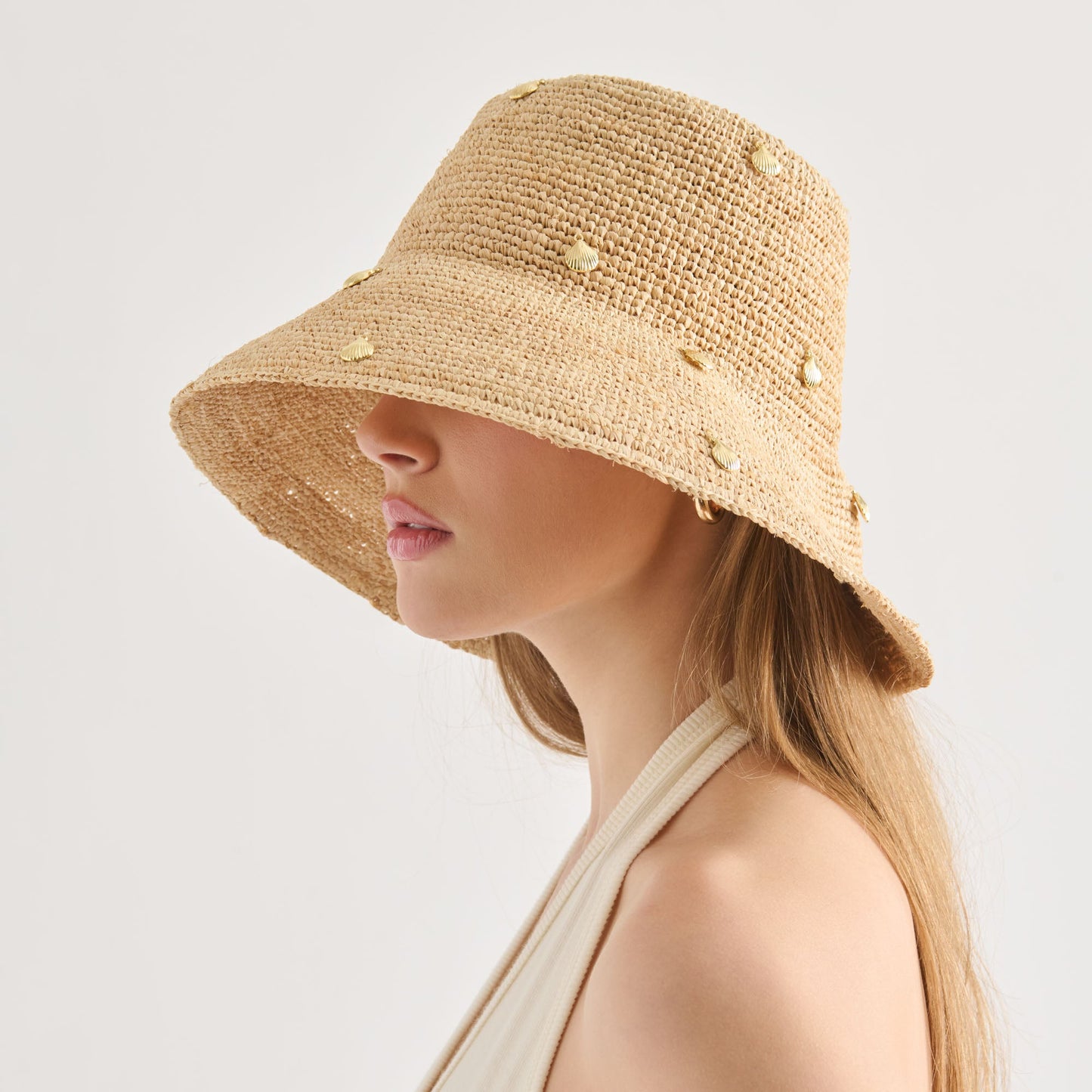 Straw Natural Cloche with Charms