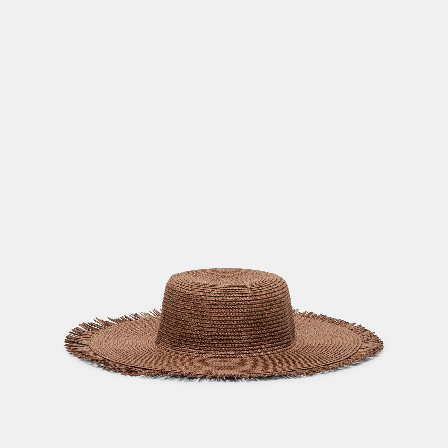 Floppy Dark Brown Sunhat with Ribbon and Frayed Edge