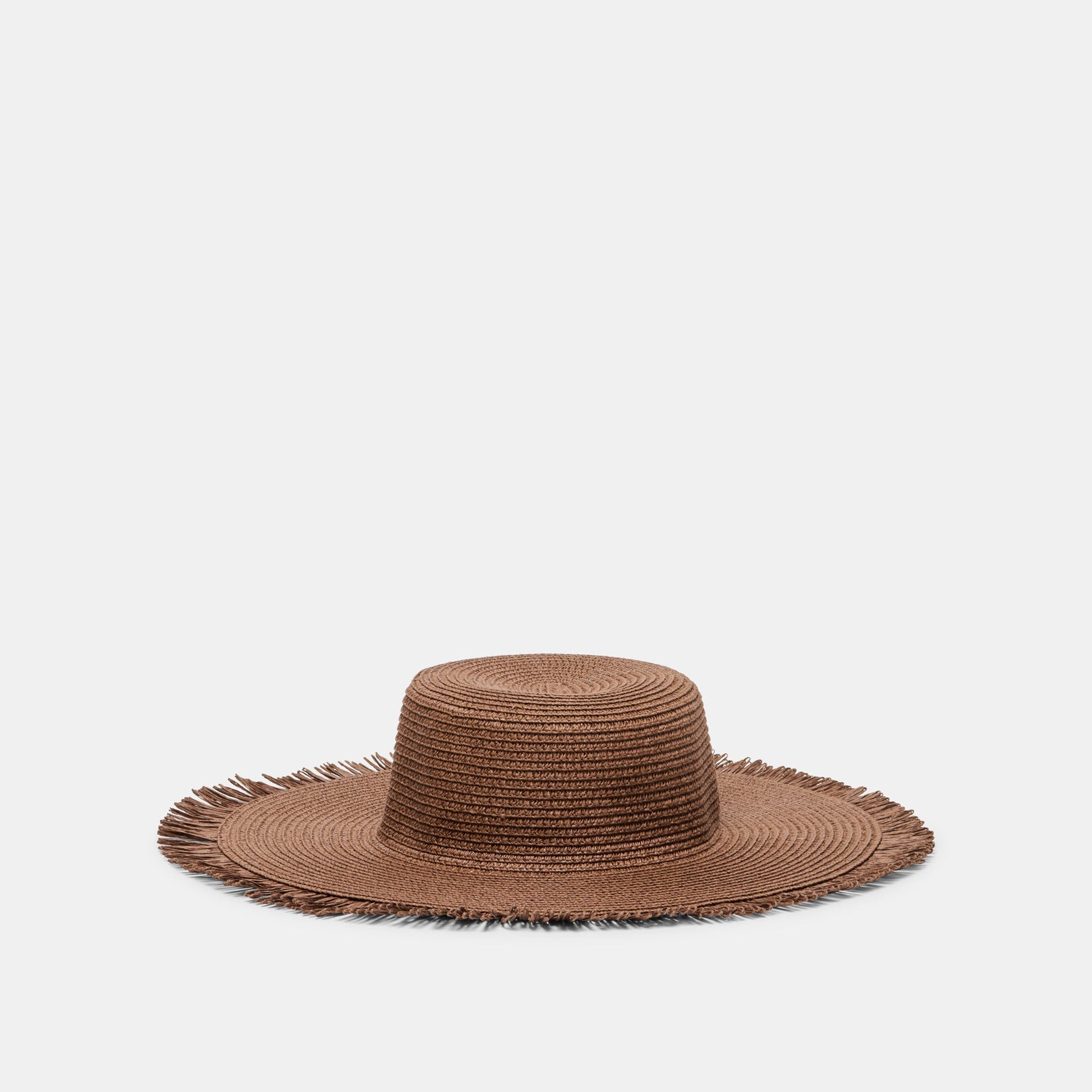 Floppy Dark Brown Sunhat with Ribbon and Frayed Edge