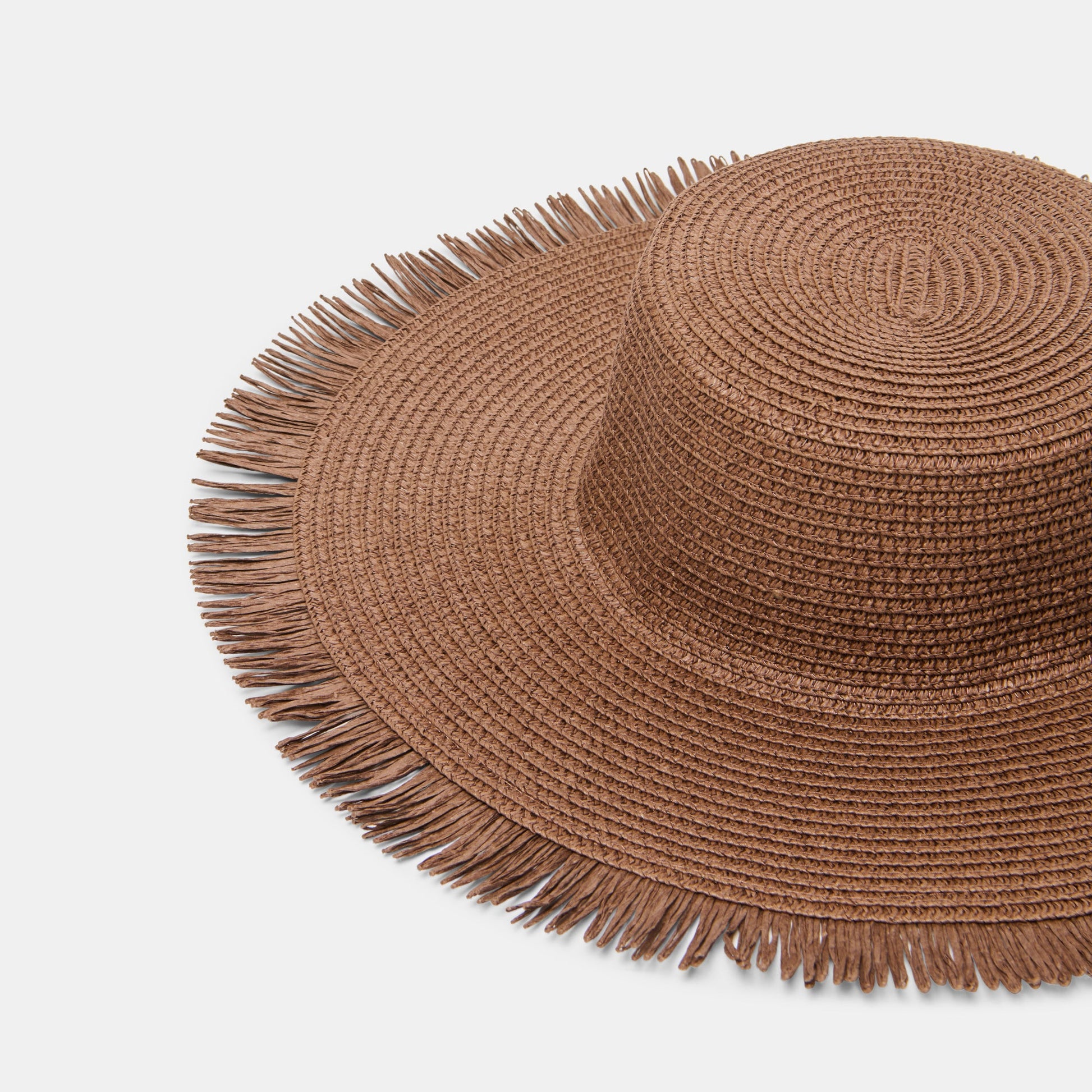 Floppy Dark Brown Sunhat with Ribbon and Frayed Edge