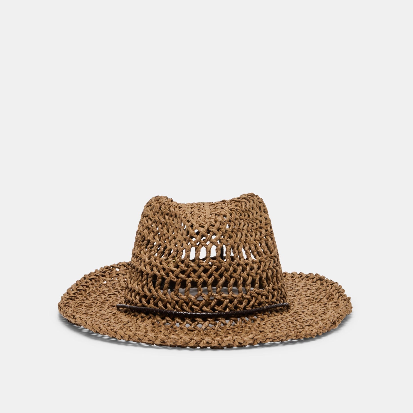 Thick Weave Dark Brown Cowboy Hat with Strap