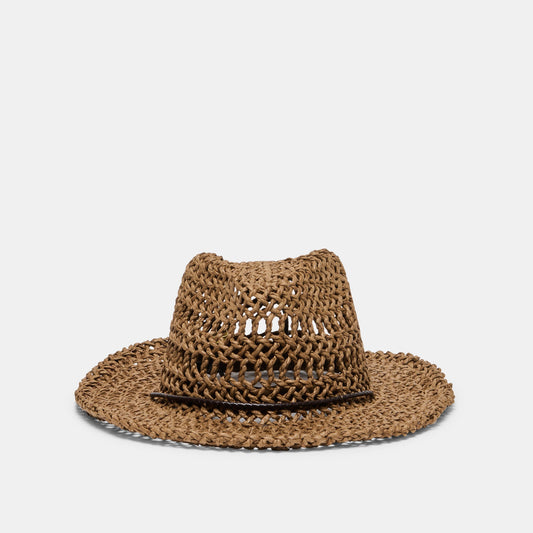 Thick Weave Dark Brown Cowboy Hat with Strap