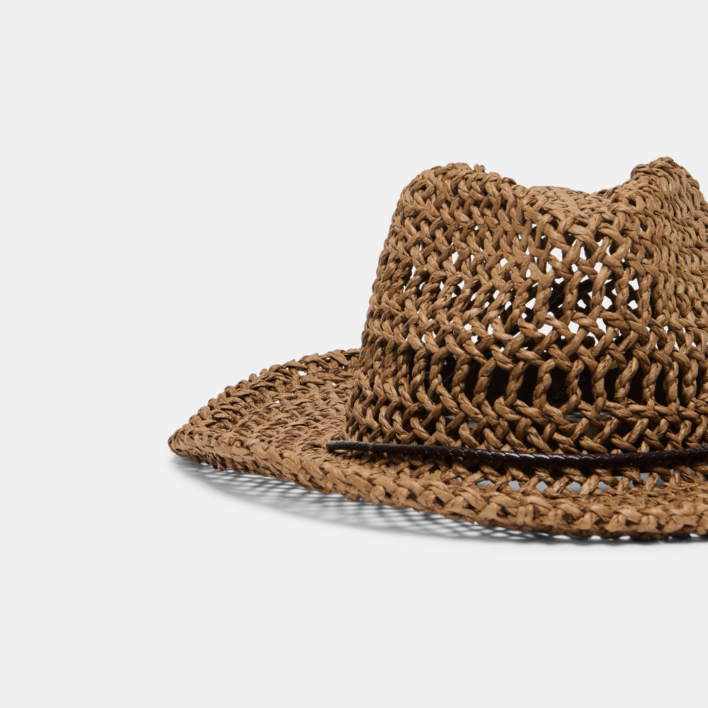 Thick Weave Dark Brown Cowboy Hat with Strap